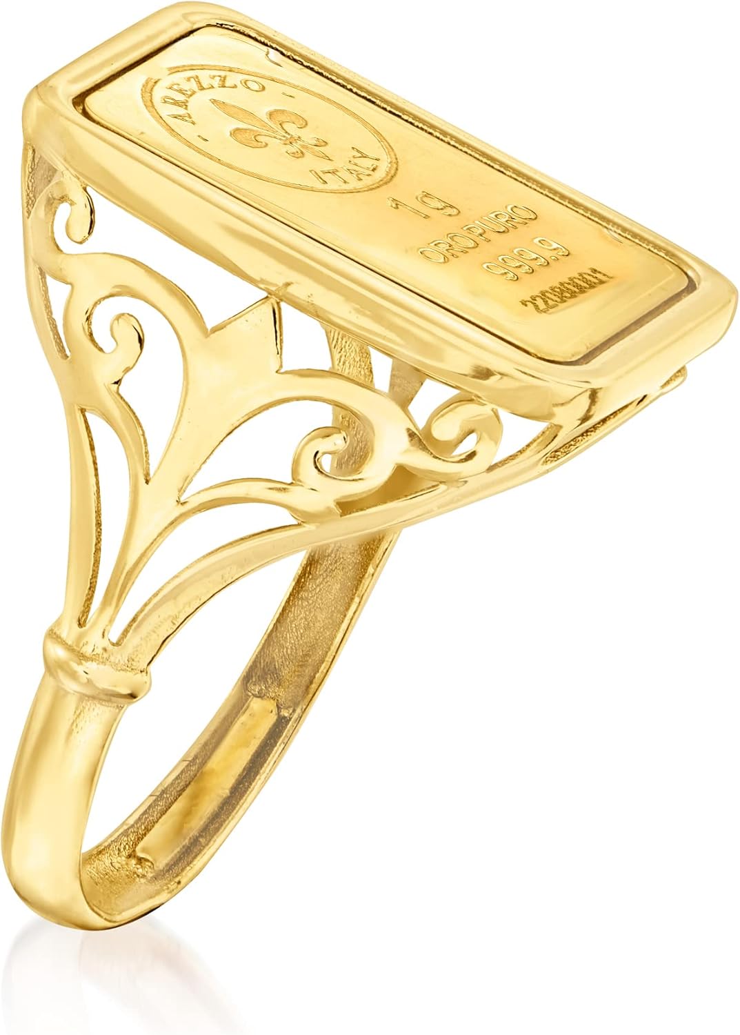 Miniatura 3 de Ross-Simons Italian 24kt Yellow Gold Fleur-De-Lis 1-Gram Ingot Ring With 14kt Yellow Gold Band