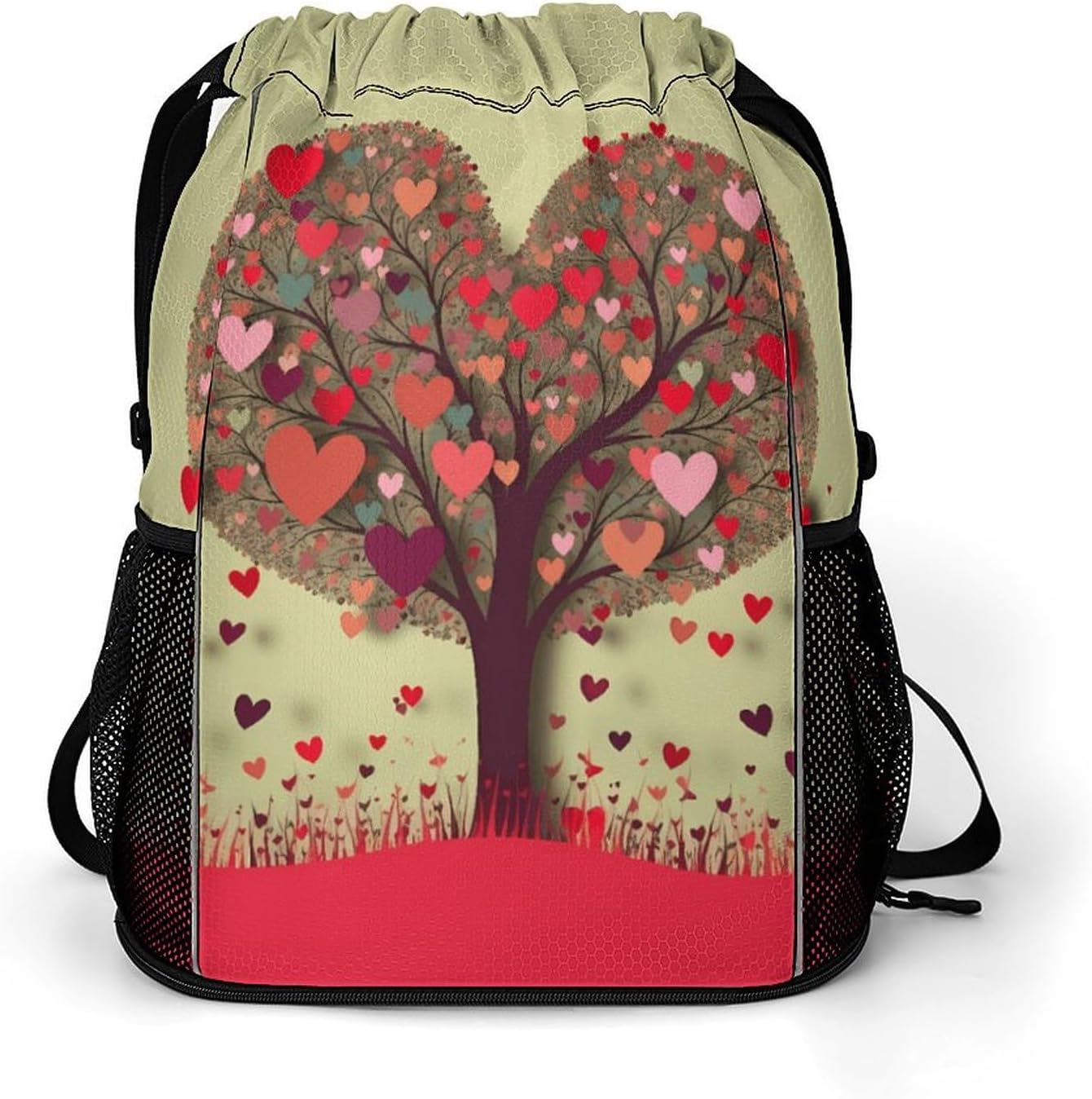 Swimming Gym Bag,Heart Tree Printed Beach Bag,sport Drawstring Backpack Suitable for Women And Men.