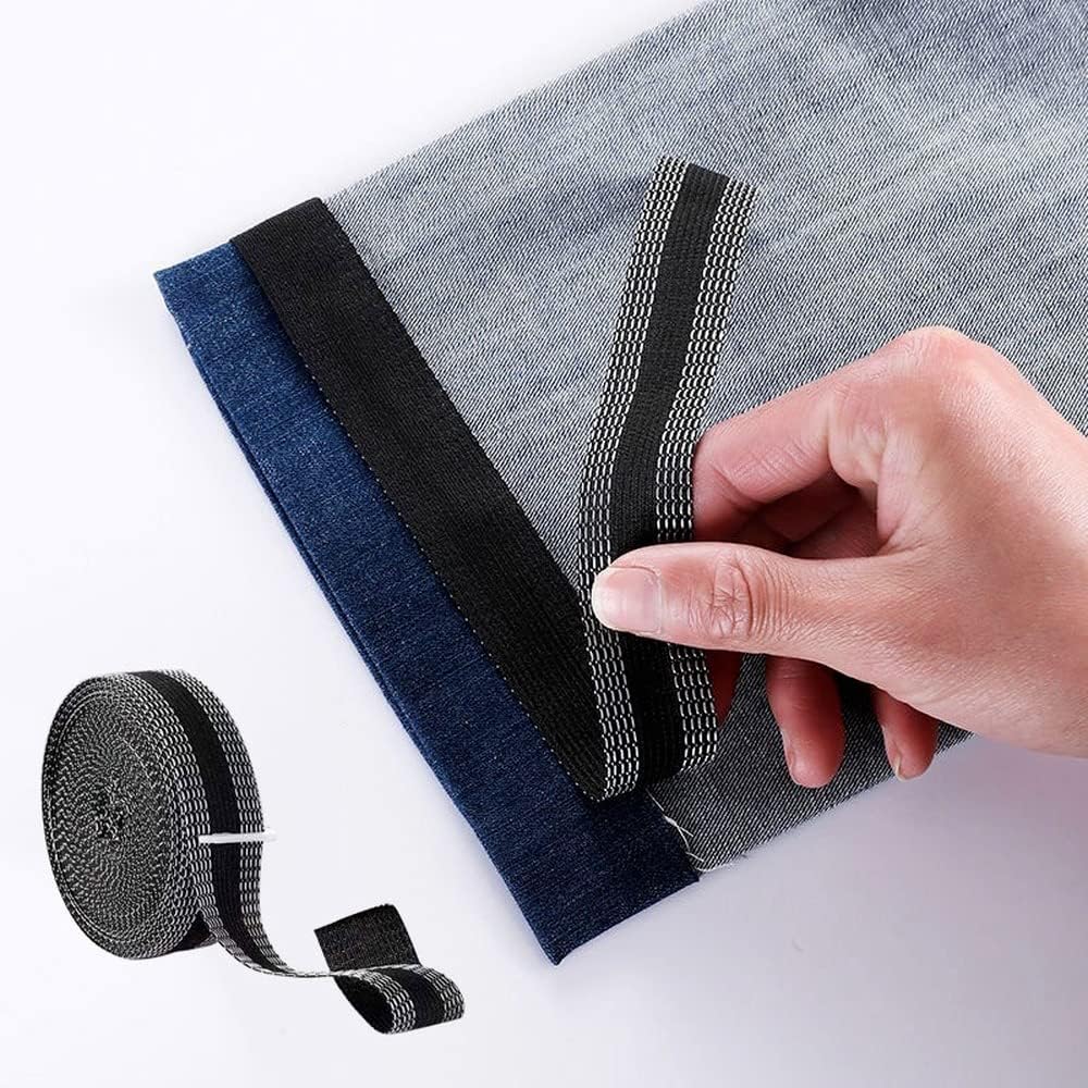 Trousers Edge Modified Strips, Iron-on Pants Edge Shorten Self-Adhesive Pants Mouth Paste Hem Fabric Tape for Suit Pants Jeans Trousers, DIY Sewing Accessories(5M Length)