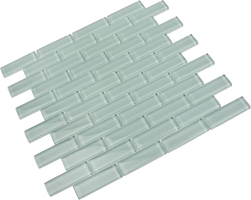 Miniatura 6 de Azulejo de mosaico de ladrillo de vidrio pulido aguamarina de 11.9 x 11.9 pulgadas (muestra de 4 x 5 pulgadas)