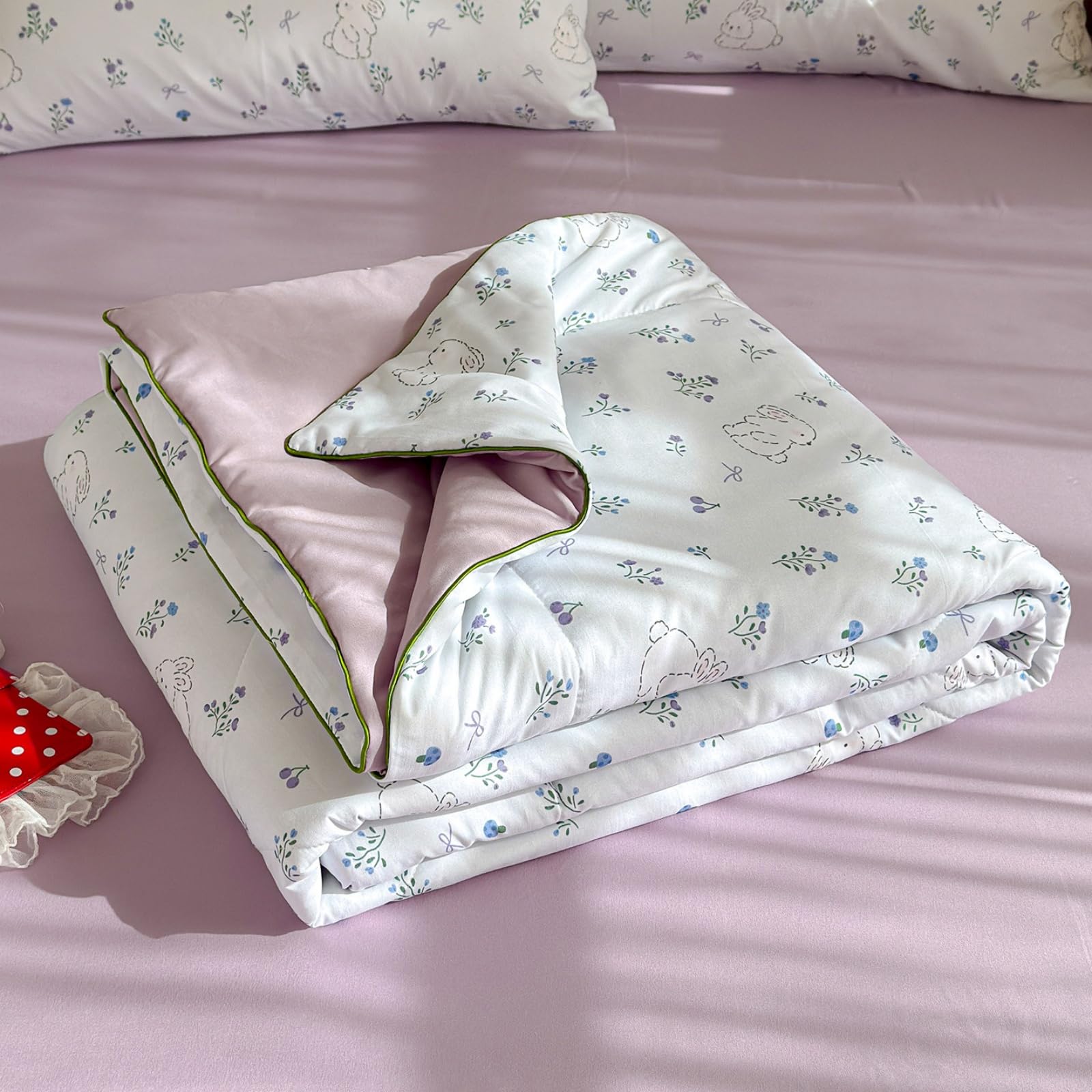 Odot Coverless Duvet 2.5 Tog for Single Double King Size, Summer Coverless Duvet 250 Count No Cover Needed Lightweight Breathable Soft Cosy Cold Quilt Blanket (Garden Rabbit,200x230cm)