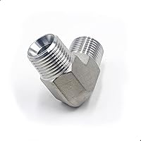 Vista 4 de HFS (R) SS304 Instalación de tubería, 90 grados Barstock Street Codo, 1/2" macho NPT x 1/2" macho NPT