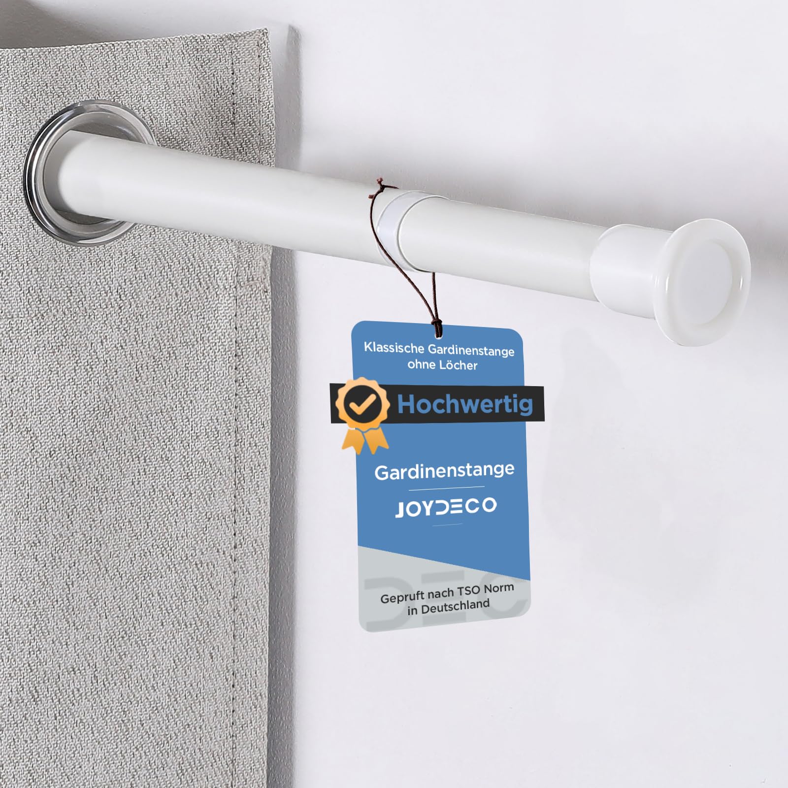 Joydeco Barra Telescópica Multifuncional sin Agujeros, 260-310 cm, Color Blanco Mate - Para Cortina de Ducha, Divisores y Sujeción