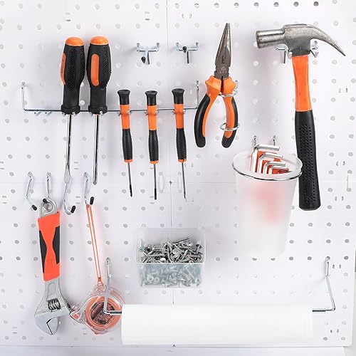 Miniatura 7 de Zubebe Surtido de 106 ganchos para tablero de clavijas con contenedores, el kit organizador de accesorios de tablero de clavijas incluye