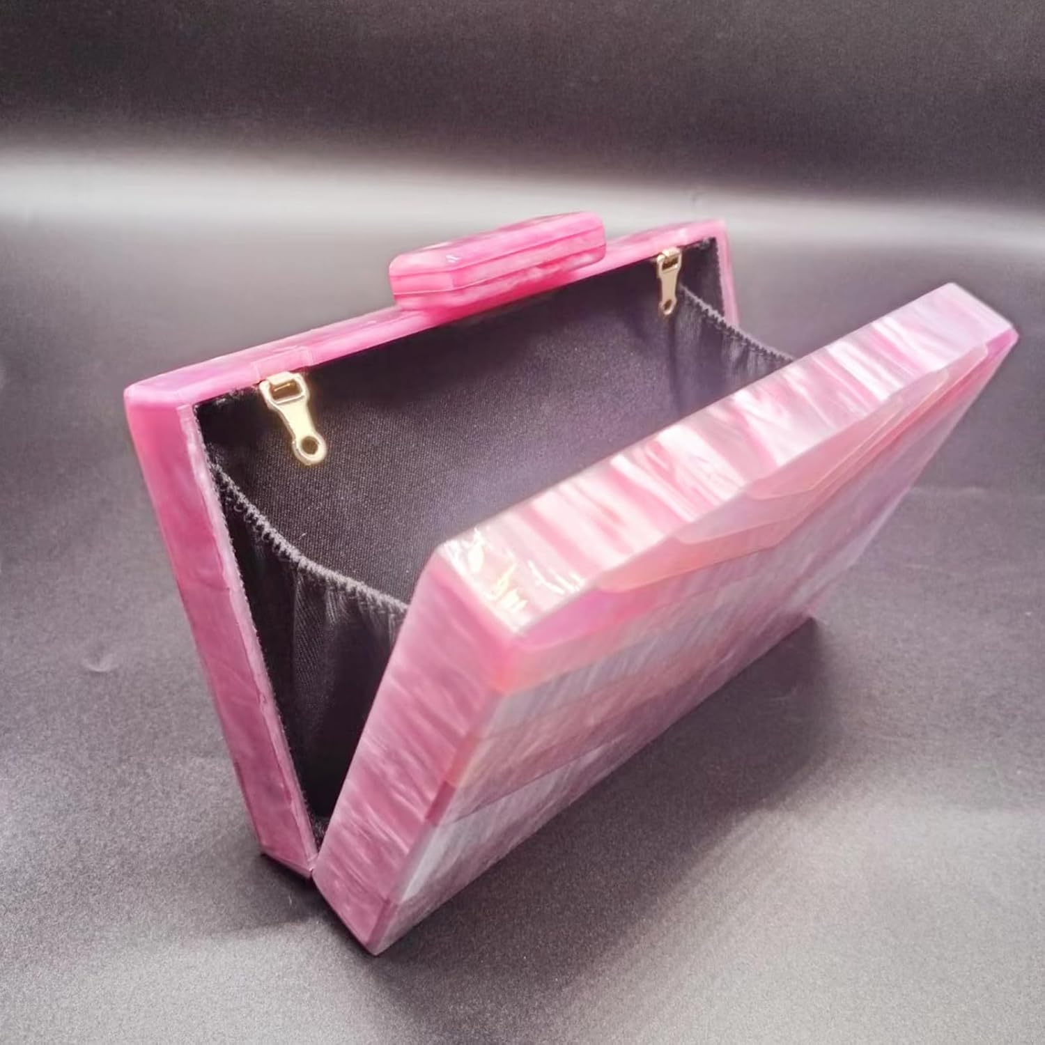 Acrylic Pink Evening Bag, Clutch Purses for Women, Colorful Geometry Motifs Crossbody Bag for Wedding Party - Image 4