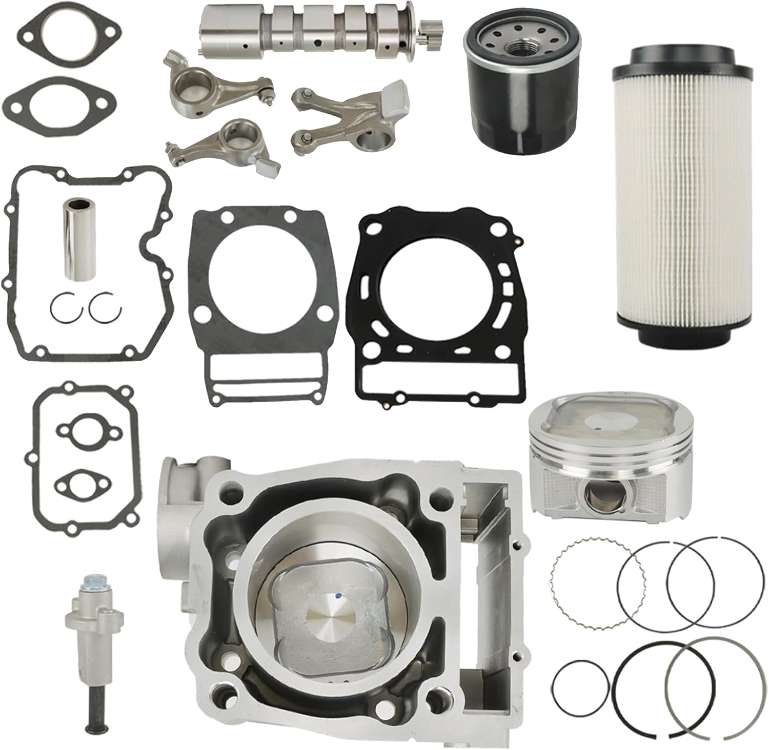 Silscvtt Cylinder Piston Camshaft Rocker Arm Top End Gasket Kit Replacement for Polaris Ranger 500 Replacement for 3086811 3086200 3087247 3087224 3086443 1999-2012