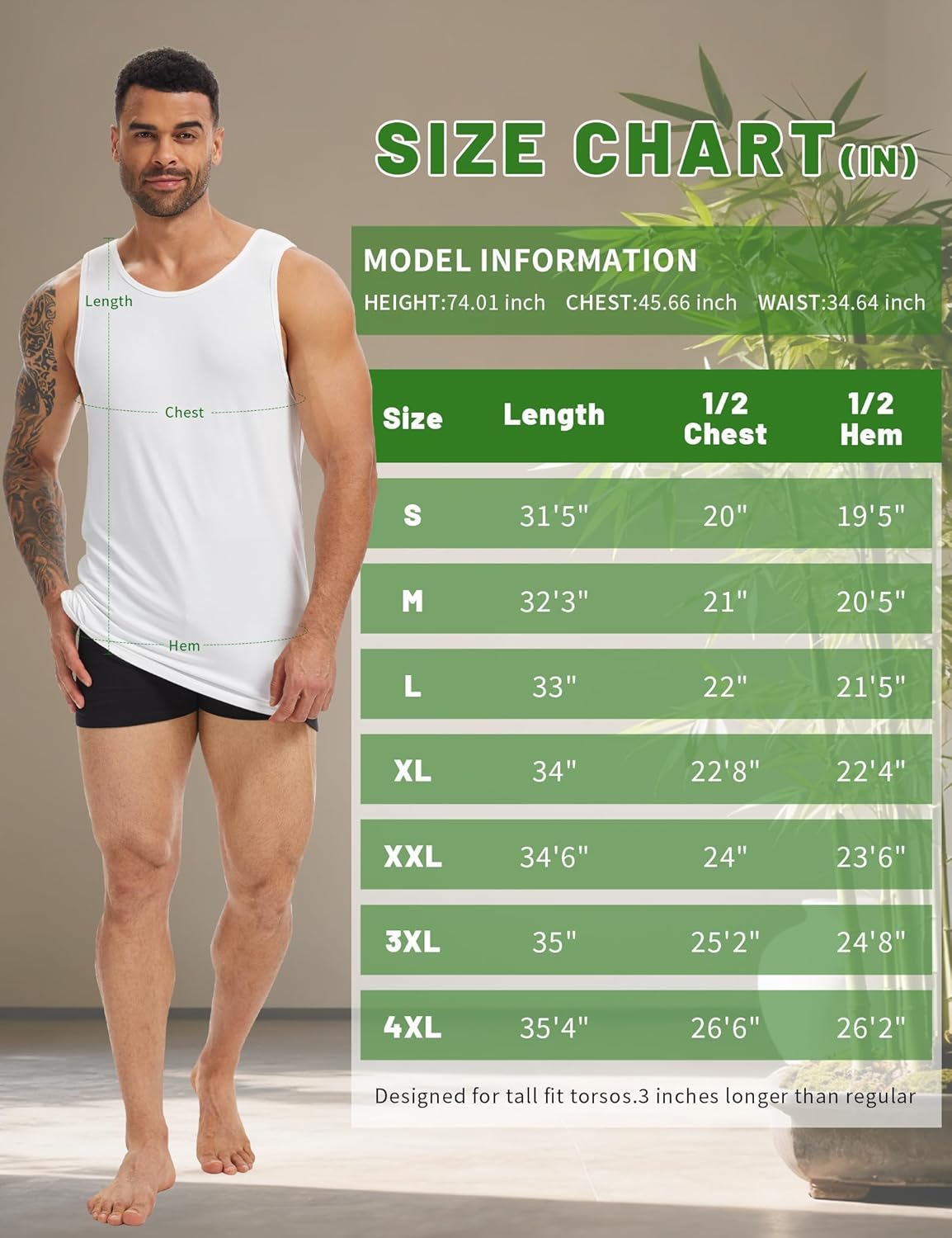 Idtswch Mens Tall Undershirt Sleeveless Lightweight & Breathable S-4XL(1 Pack & 3 Pack) - Image 6