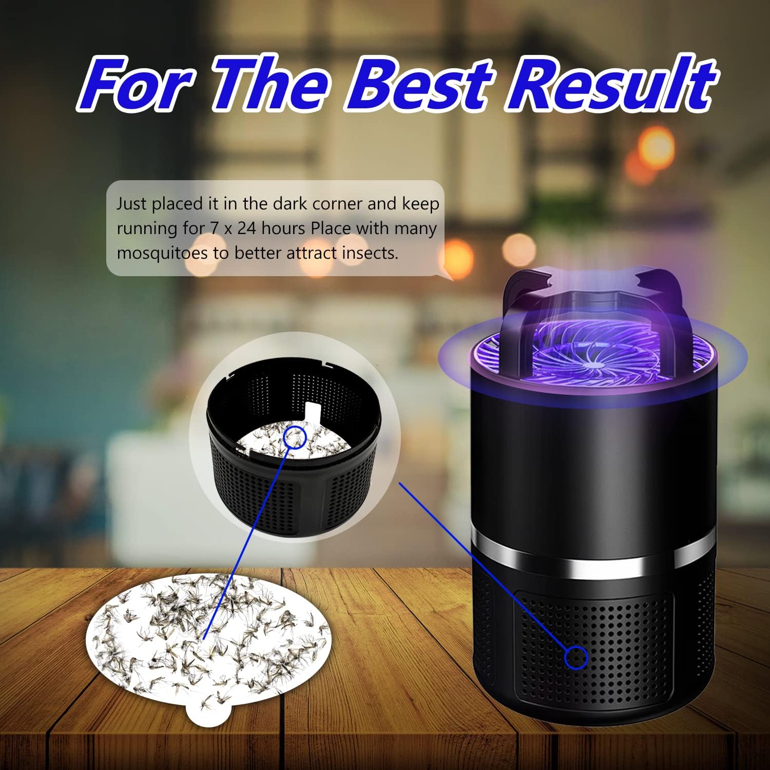 Fruit Fly Traps for Indoors, Indoor Bug Zapper, Mosquito Trap, Gnat Traps for House Indoor, Insect Trap with 5 Sticky Glue Boards, Black
