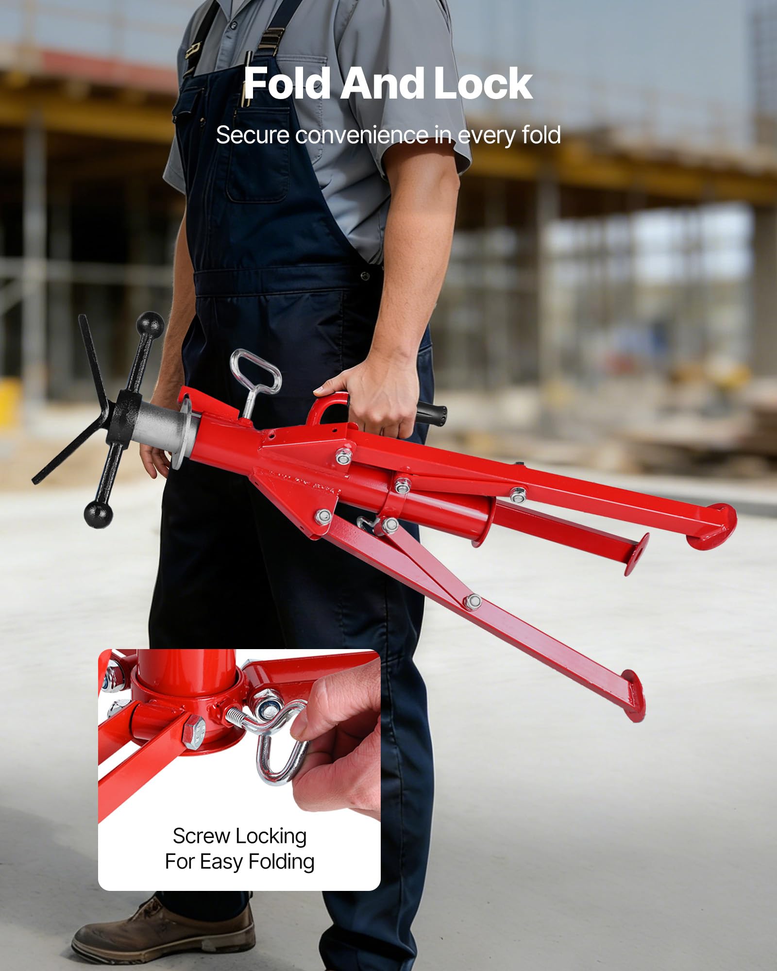 VEVOR Cavalletto per Tubi con Testa a V 0,32-30,48 cm Supporto per tubi Altezza Regolabile 61-107 cm Massima Capacità 1134 kg, Cavalletto per tubi Materiale in Acciaio al Carbonio Piedi Pieghevoli