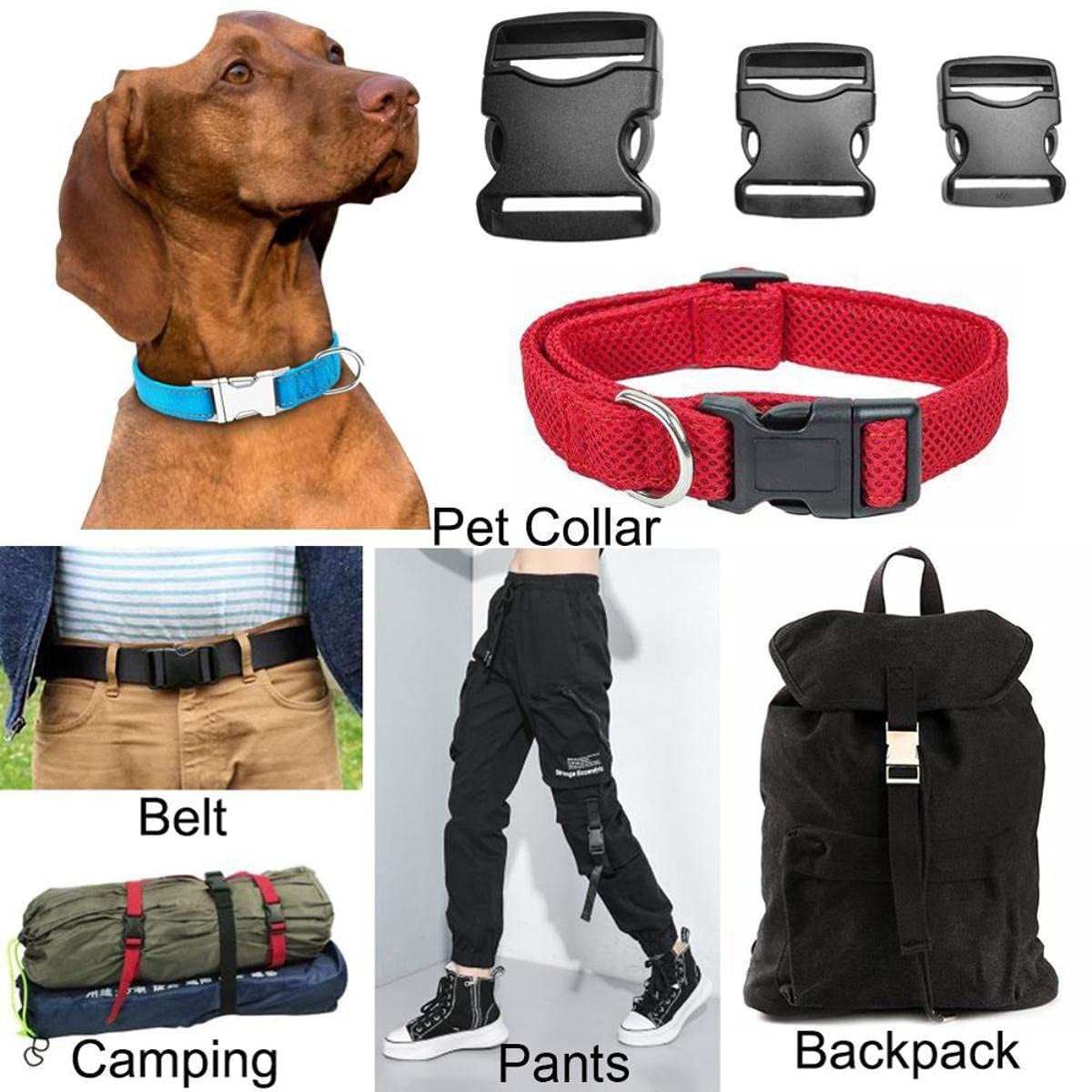 Hebilla de plástico negro Correas Desmontar Hebillas para bolsos Correa Mochila Equipaje Ropa Pantalones Accesorios 20 mm 25 mm 32 mm 38 mm 50 mm-200 piezas, Correas Tamaño 51 mm