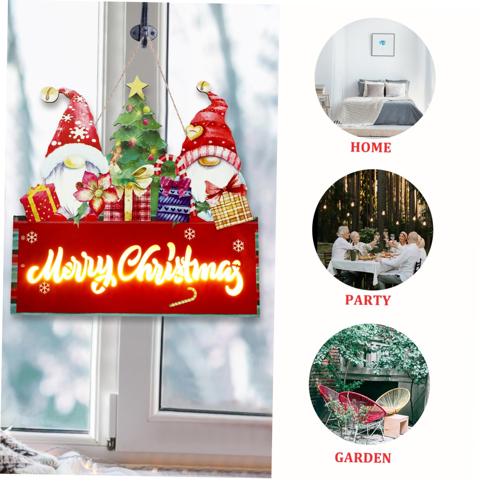 TOPBATHY Adornos de Papá Noel Letreros Navideños para Puerta de Entrada con Madera Placa Colgante de Navidad para Decoración de Pared Colgador Navideño para Puerta Festiva
