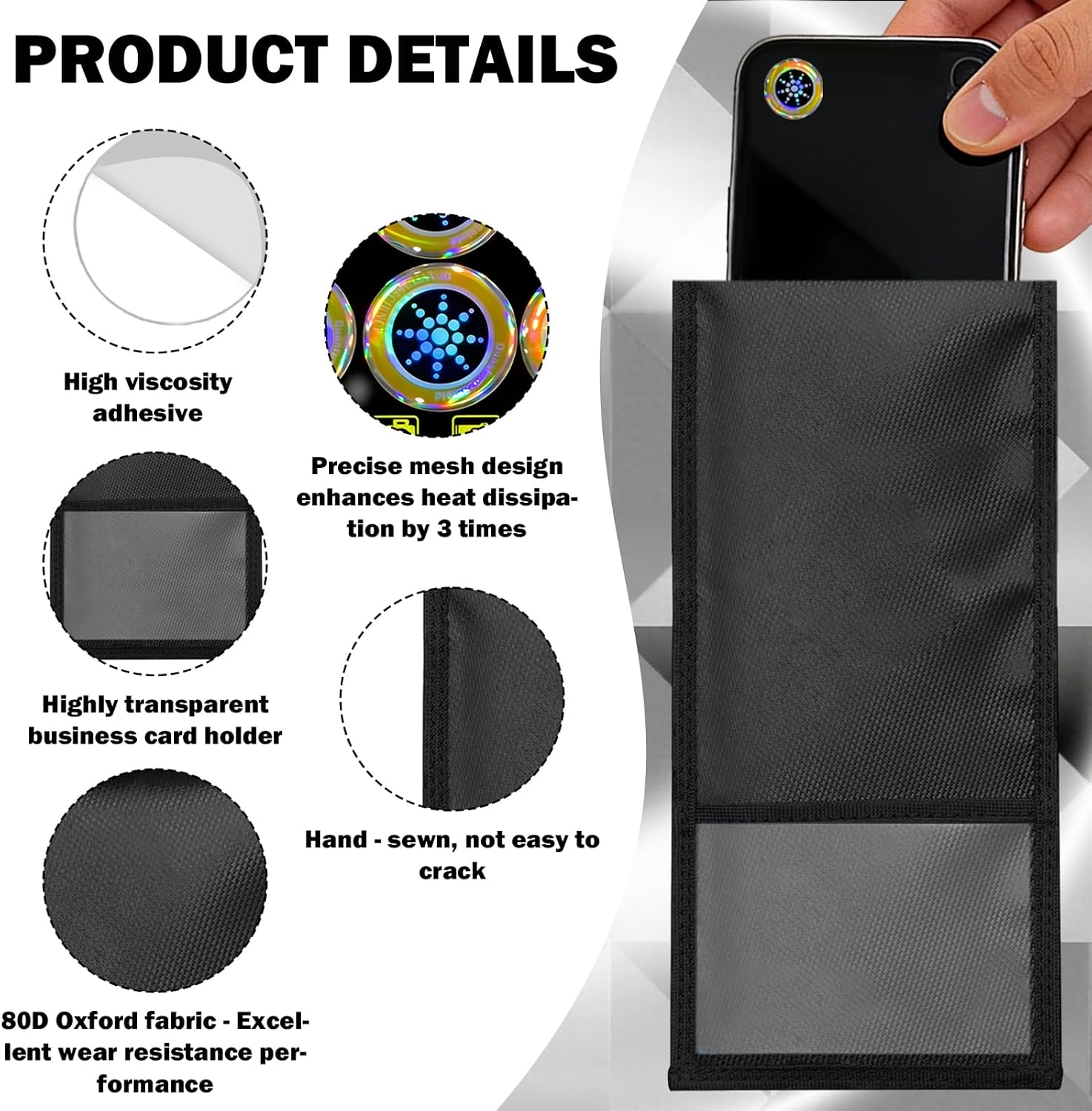 Faraday Bags For Phones,Emf Blocker,Faraday Pouch With 6 Anti-Radiation Patches Emf Blocker For Cell Phone Case Signal Blocking Pouch,Military Grade Waterproof Anti-Theft Protection,Anti-Tracking