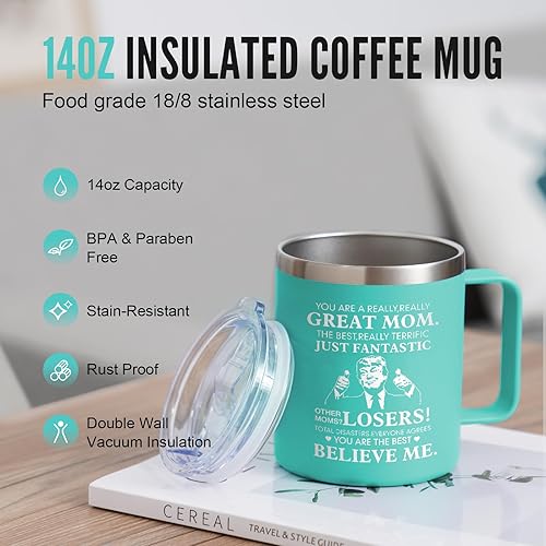 Miniatura 3 de NOWWISH Regalos para el día de la madre para mamá de hija e hijo, taza de café con texto en inglés "You're A Really Great Mom", regalos de