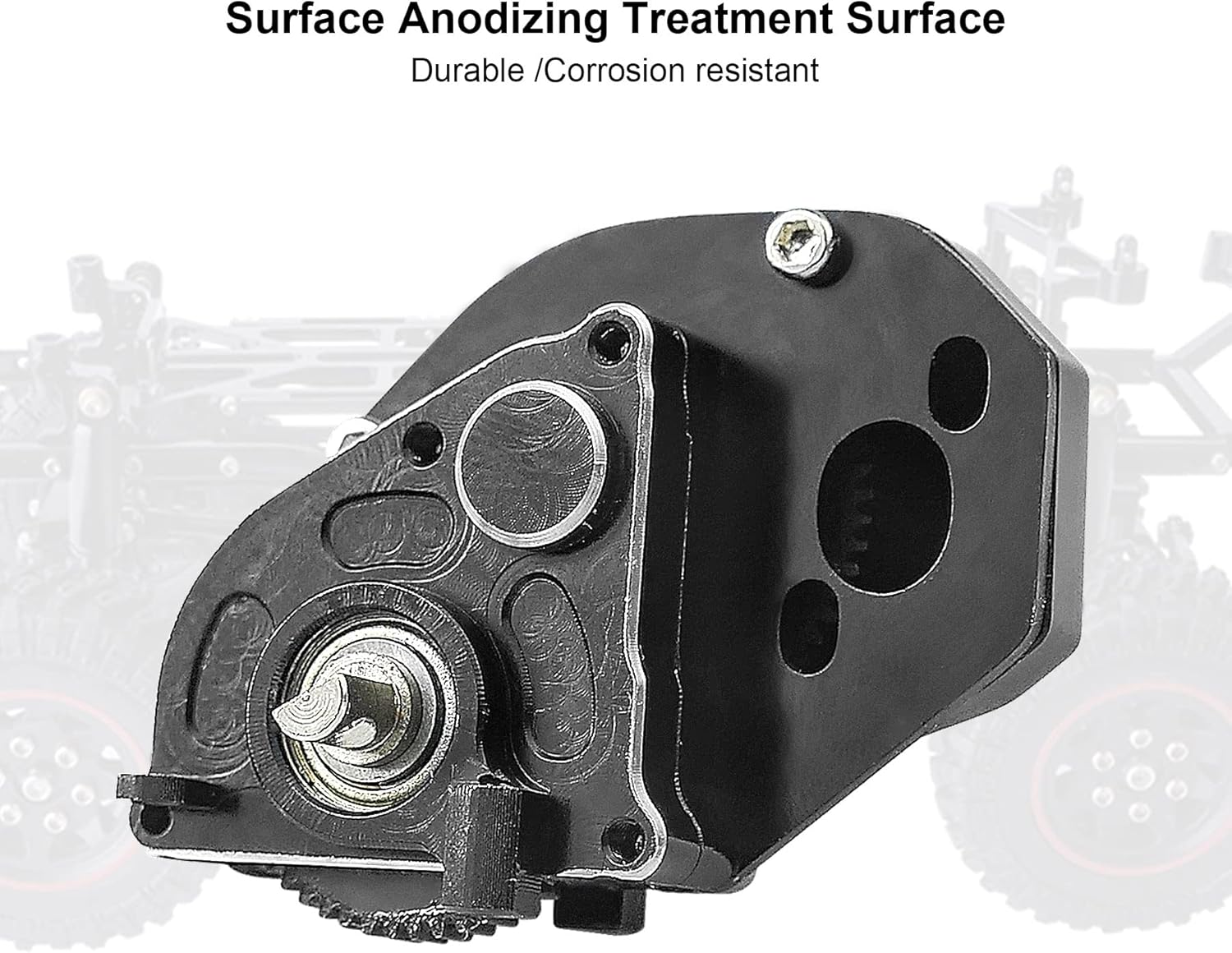 Transmission Gearbox with Gear Fit for 1/24 Axial SCX24 RC Crawler Aluminum Alloy Black
