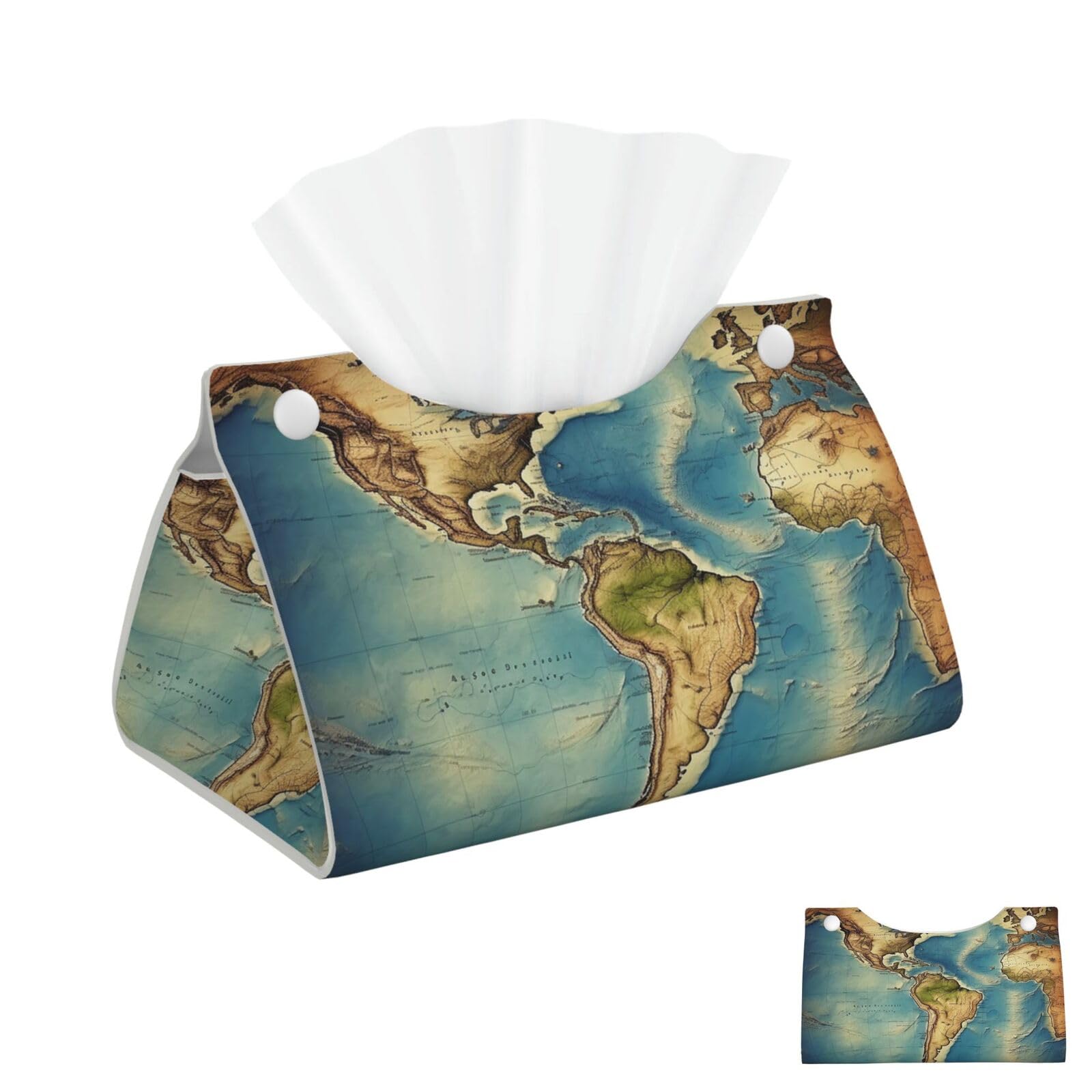 World Map Tissue Box Cover Square Cube Boxes