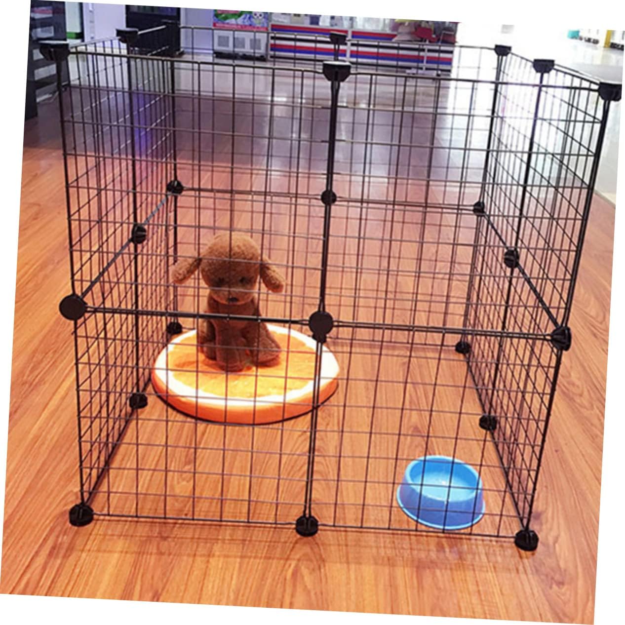 Yardwe 16Pieces Pet Playpen Iron Cage for Pets Folding Crate for Dogs Cats Rabbits Easy Assembly Durable Design for Indoor and Outdoor Use