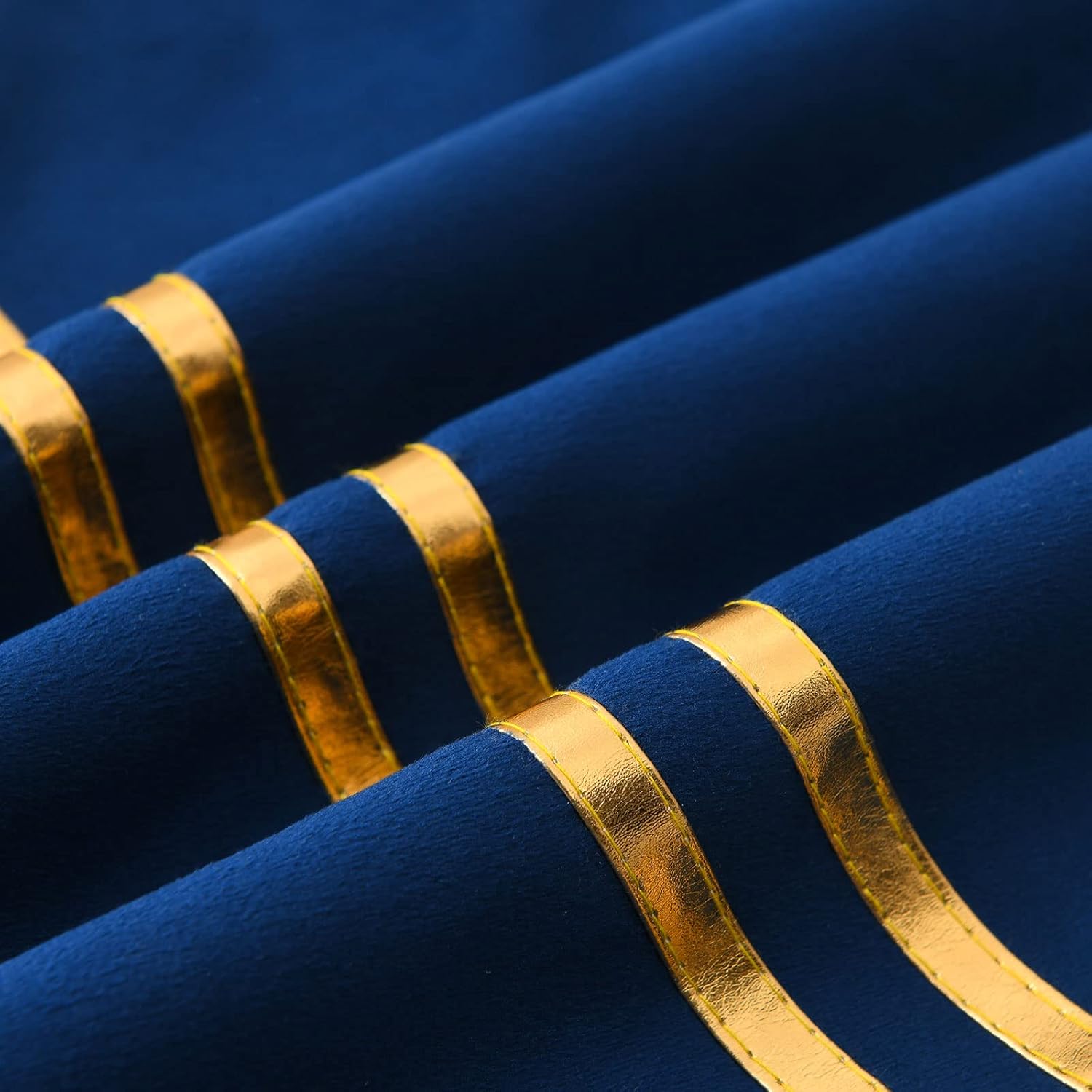 WACOMECO Pack of 2 Gold Throw Pillow Covers - Soft Decorative Luxury Velvet Cushion Covers Pillow Cases with Gold Leather for Sofa Bedroom Livingroom Car, 18 x 18 in, Navy Blue - Image 5