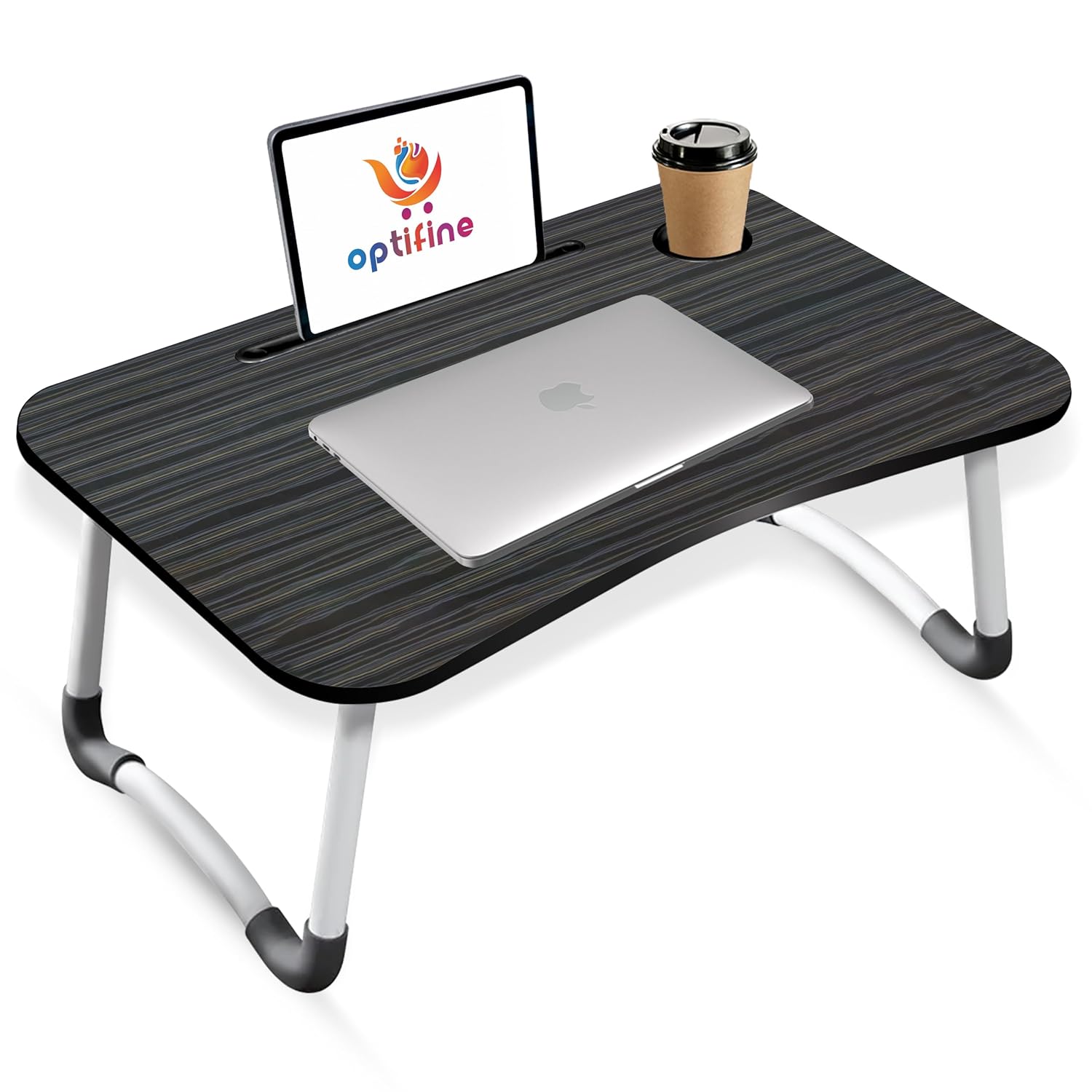 OPTIFINE Study Table Bed Table Premium Laptop Table/Foldable and Portable Wooden/Writing Desk for Office/Home/School (BLACKK)
