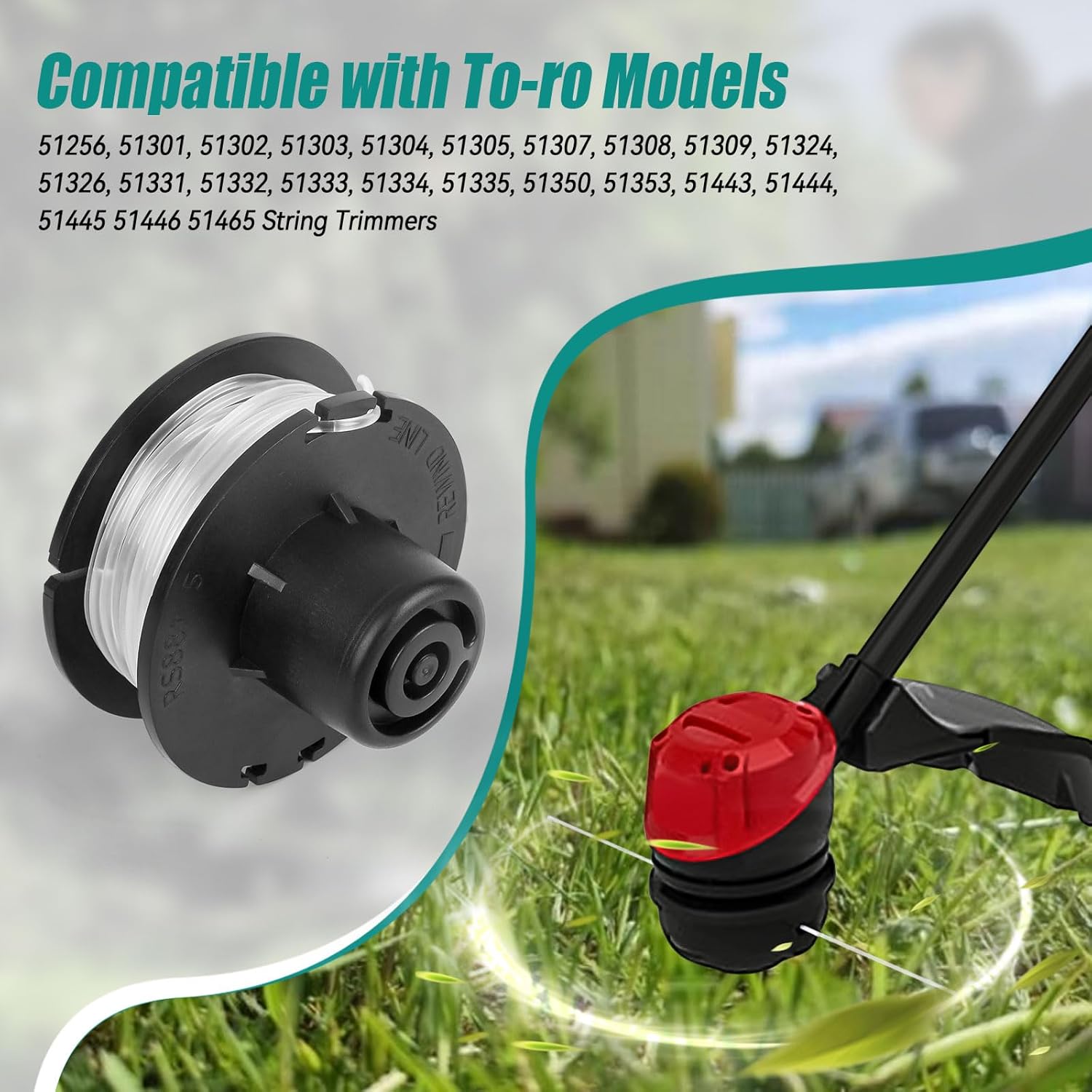 88175 String Trimmer Line Compatible with Toro 51256 51301 51302 51303 51304 51305 51307 51308 51309 51324 51326 51331 51332 Replacement Spool 0.065" for 10" to 15" Trimmers (7 Pack)