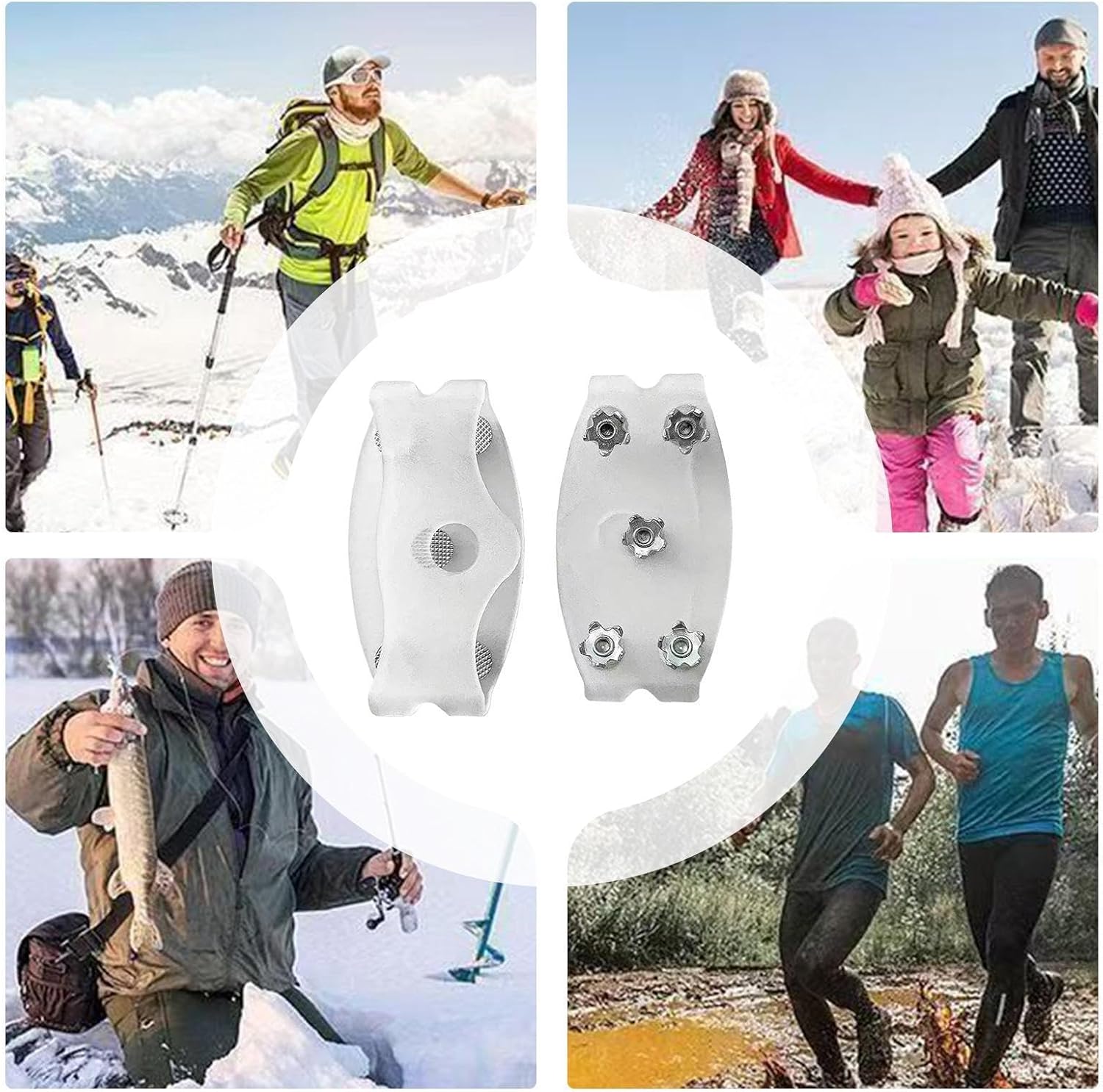 Snow Cleats - Clear Anti Slip Footwear Claws, Shoe Ice Snow Grips with Durable Traction, Outdoor Walking Hiking Safety Accessory, Men Women Beginner Mountaineering Golf Fishing Roofing