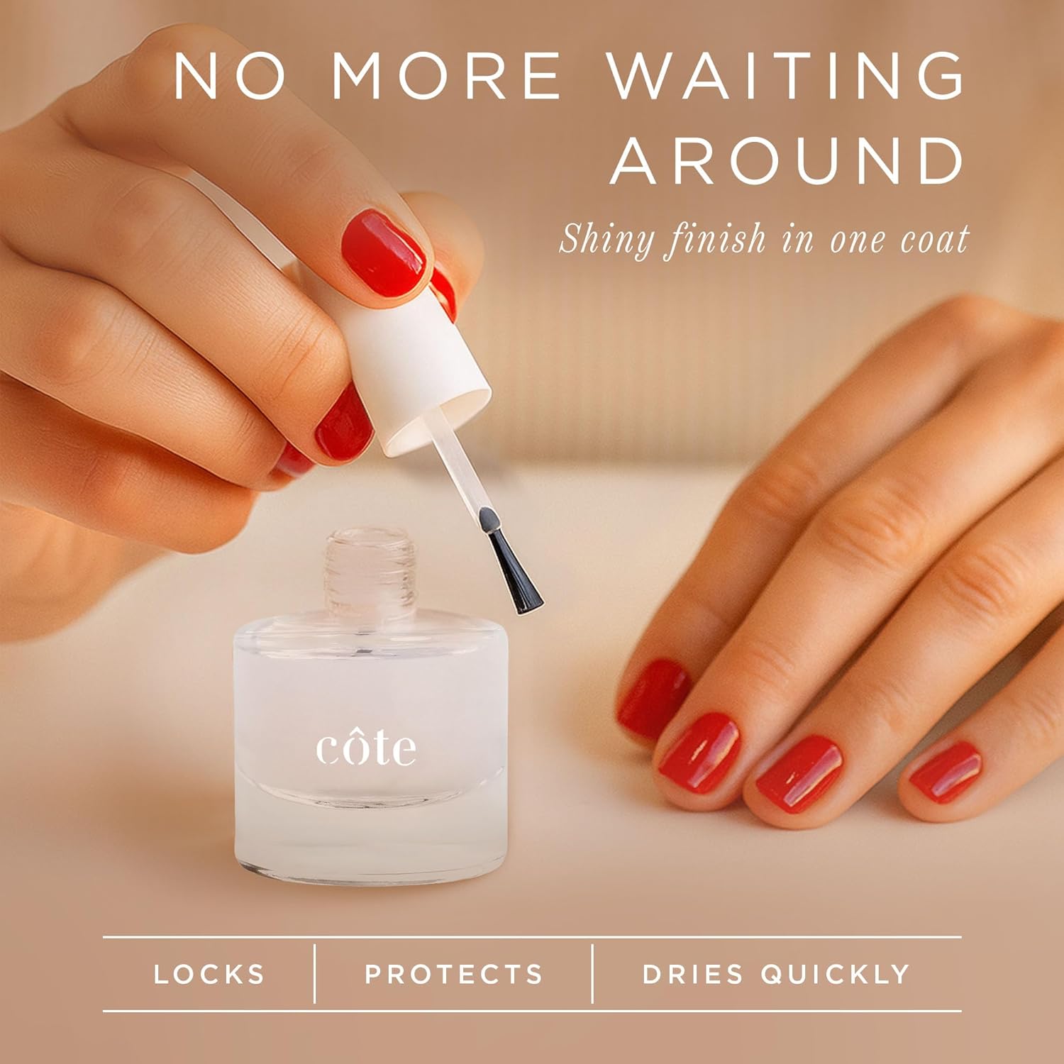 Cote Beauty Quick Dry Nail Polish Top Coat, Glossy Finish, Chip-Resistant & Long-Lasting Clear Nail Polish Top Coat, Vegan & Cruelty-Free, 0.27 fl oz (8 ml)