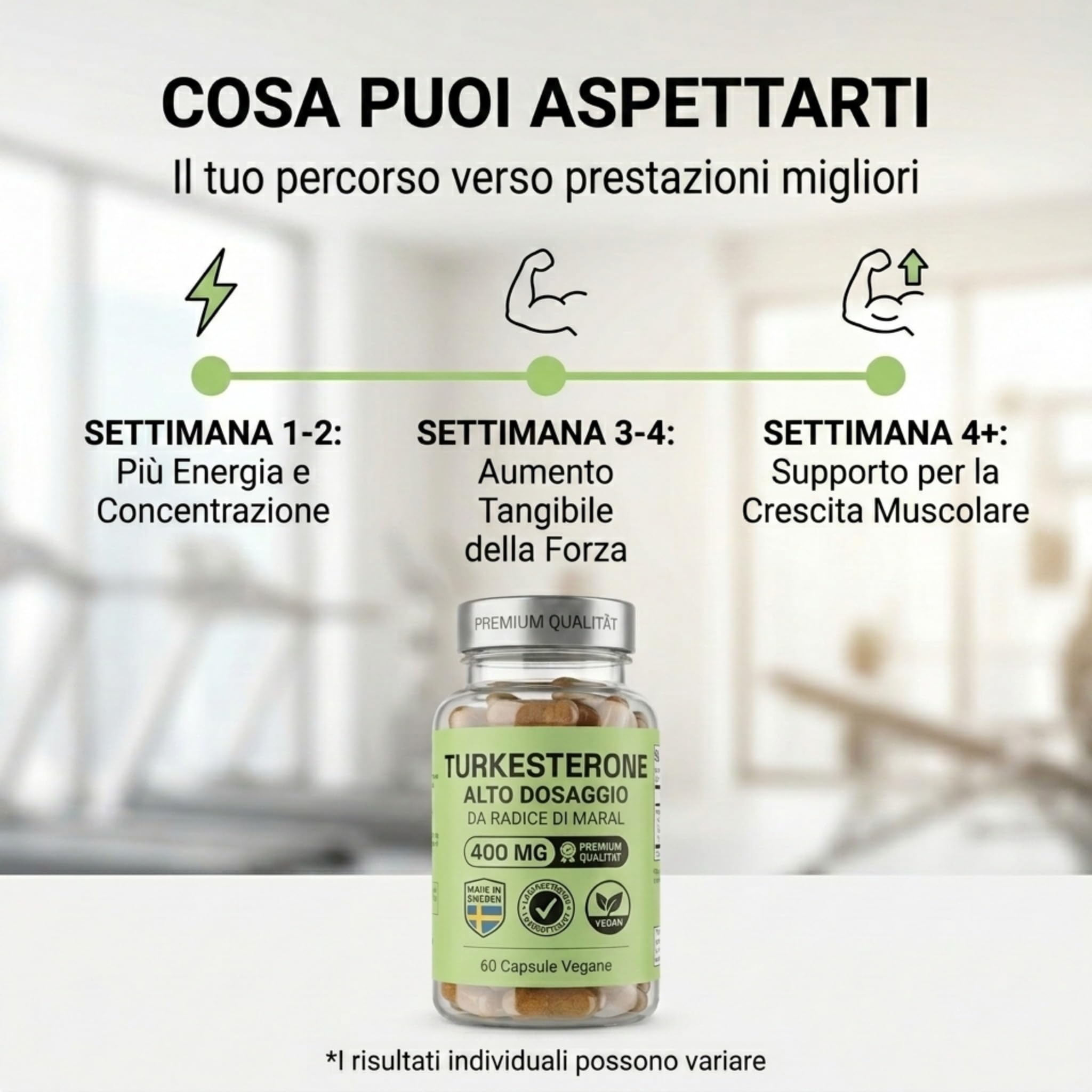 NOOP Turkesterone 400 mg, Integratore Testosterone Uomo, Booster Massa Muscolare e Forza – Radice di Maral, Vegano, Prodotto in Svezia – 60 Capsule