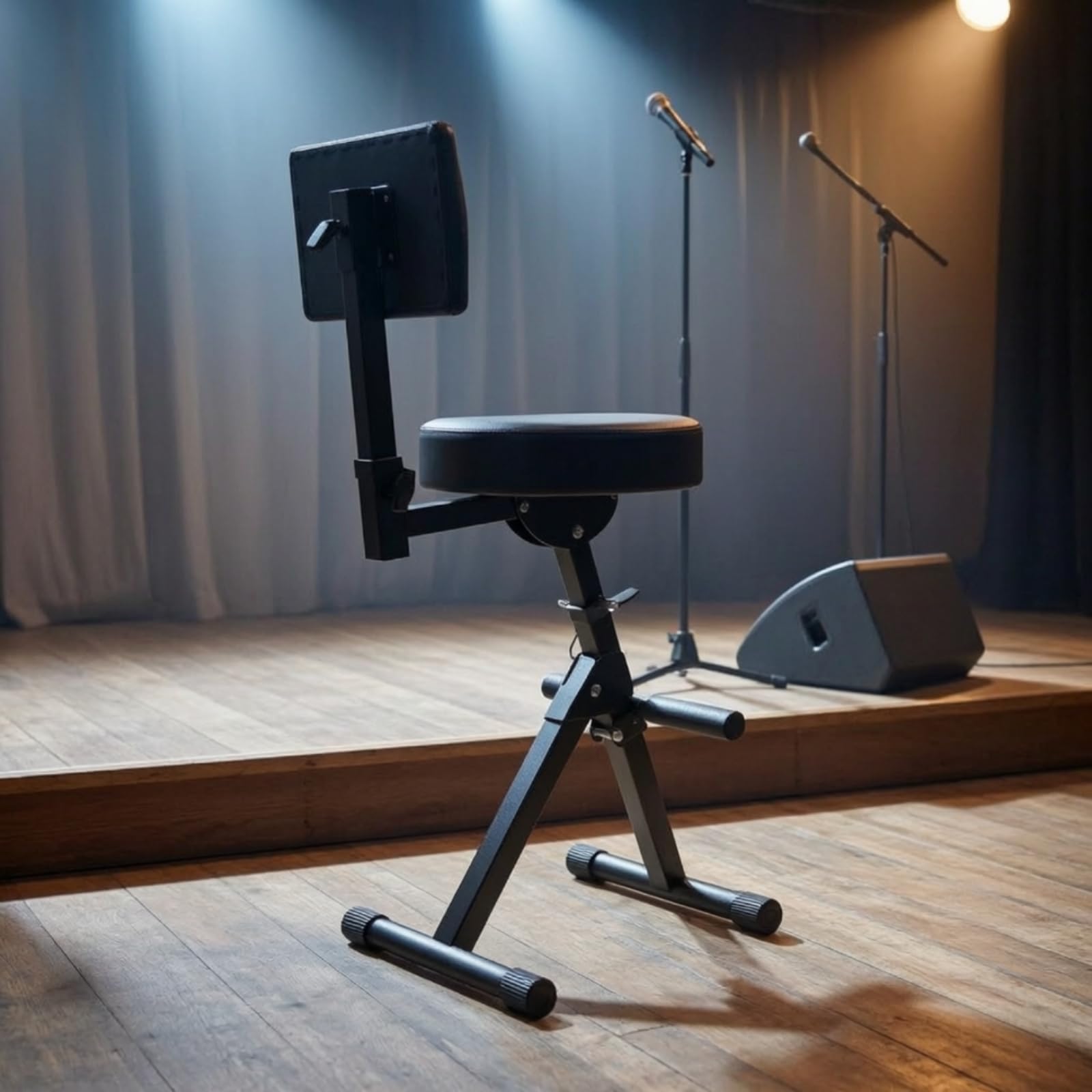 TISHITA Tabouret Musicien Confortable, Style to 1 | Pliable, Tabouret avec Dossier, Rembourré, pour Scène, Guitaristes