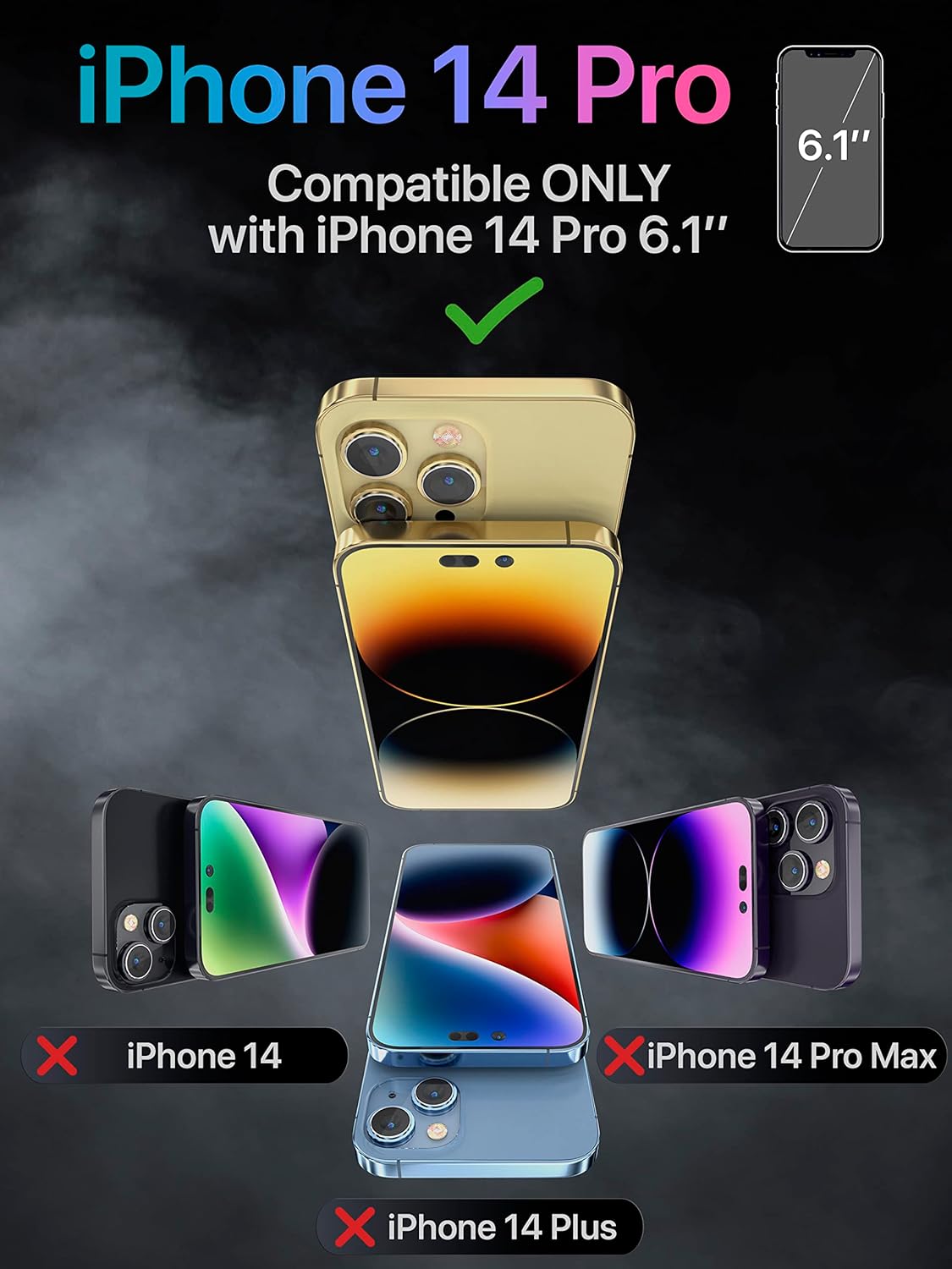 TORU MX PRO for iPhone 14 Pro Slim Hard Wallet Case | Dual Layer Protective Shockproof Cover with Built-in Magnets for MagSafe Compatible | Detachable Sliding Card Holder for 3 Cards - Purple