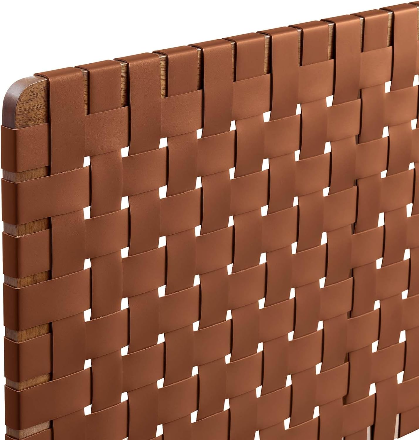 Modway Sparta Vegan Leather Weave Queen Headboard in Walnut Brown, Faux Leather Queen Headboard Only with Wall Mount Design for Bedroom or Guest Room