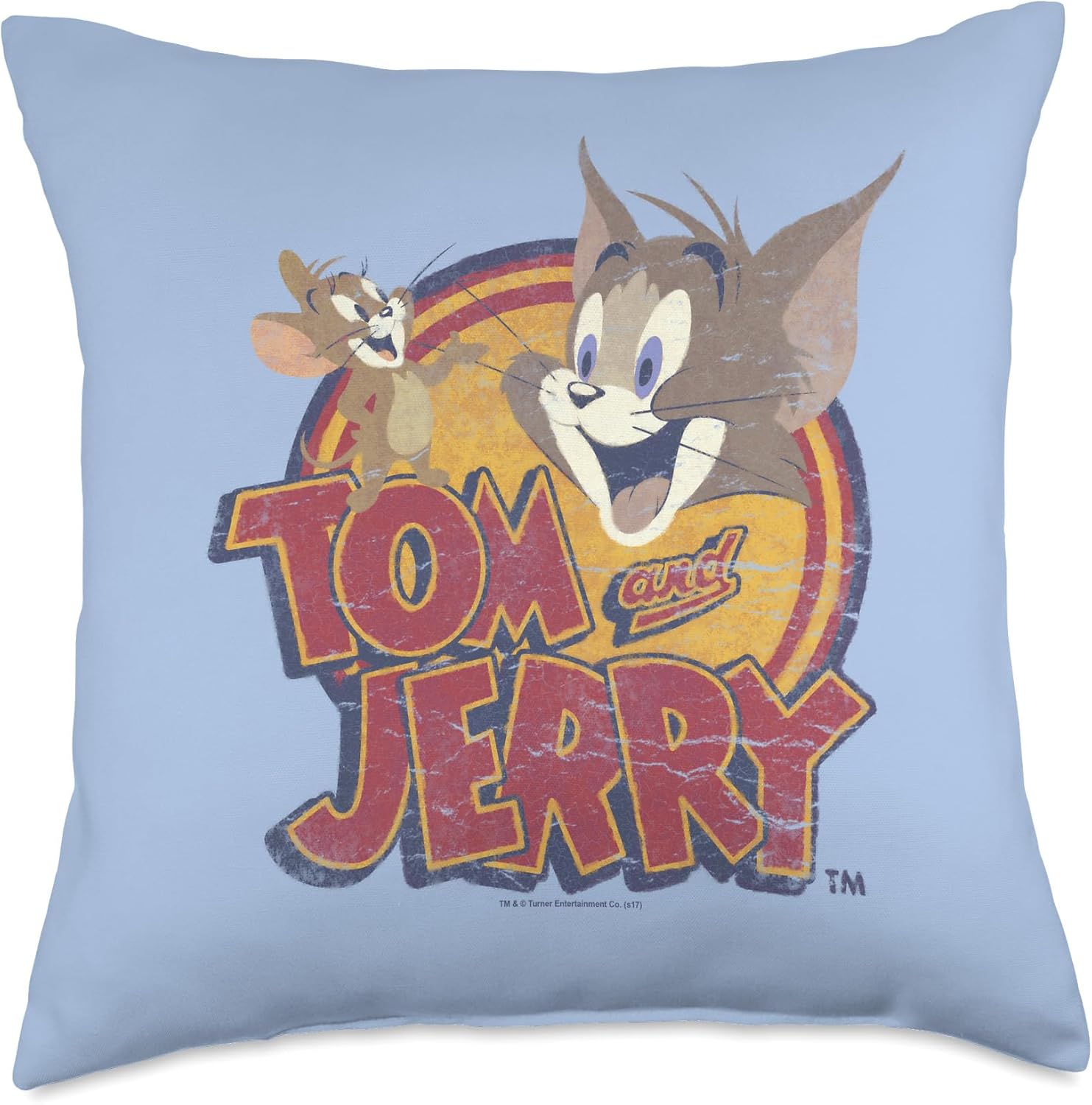 Tom and Jerry Water Damaged colors Throw Pillow