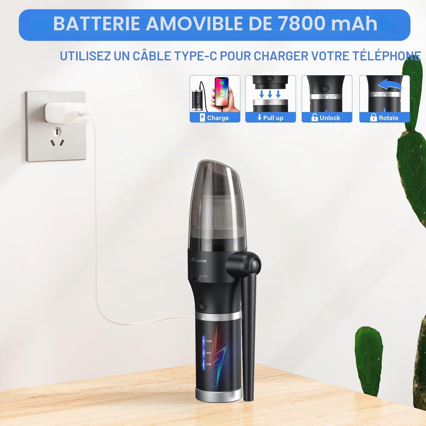 ATEngeus Souffleur Et Aspirateur ÉLectrique 2 en 1, Nettoyage PC à Air Comprimé, Puissance D'Aspiration ÉLevéE 11000 PA, avec Filtre, Remplacement des Bidons d'air Comprimé