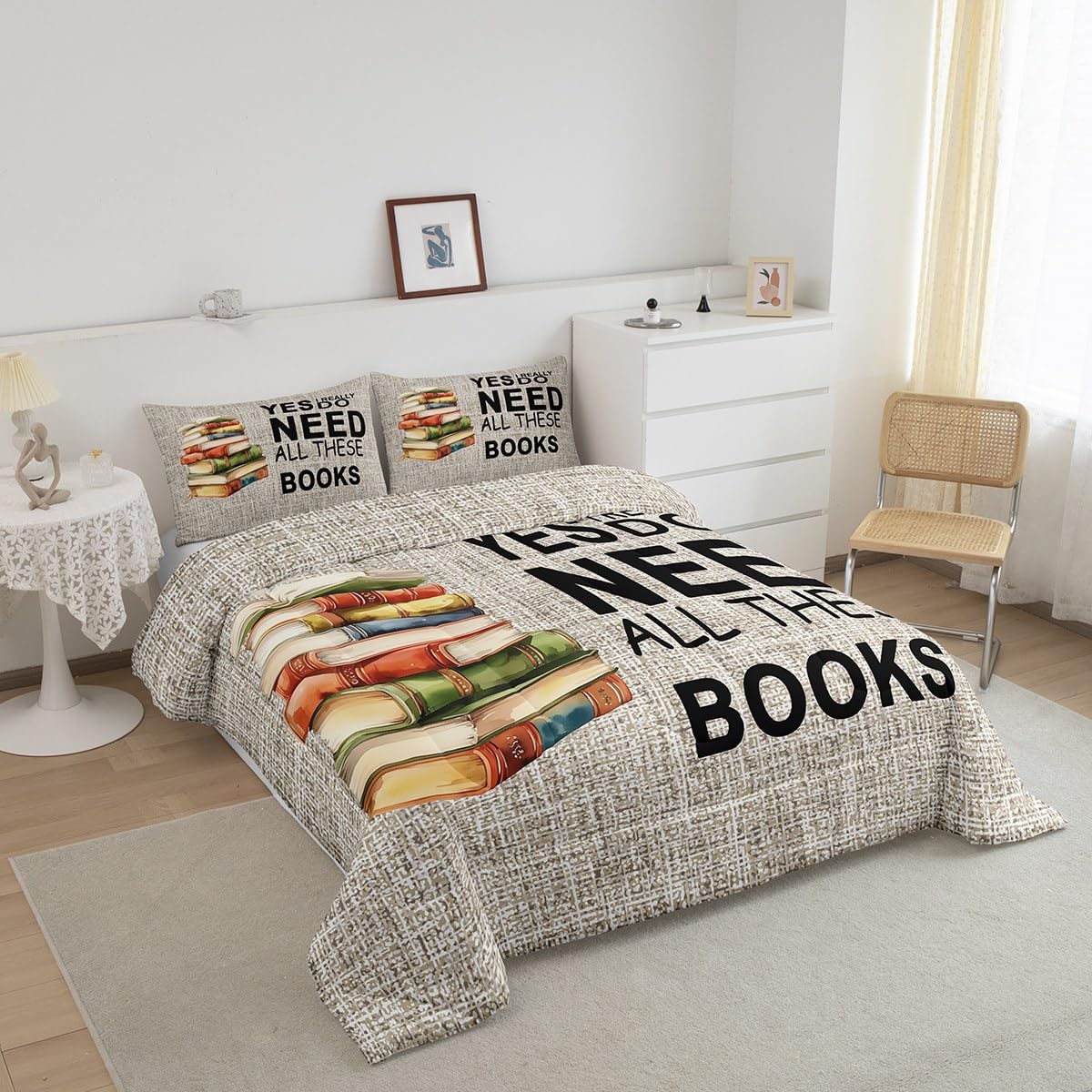 Castle Fairy Set di biancheria da letto con motivo libri per adolescenti, per letto matrimoniale, per amanti dei libri, decorazione per la camera da letto di bambini, ragazzi e ragazze, inserto per