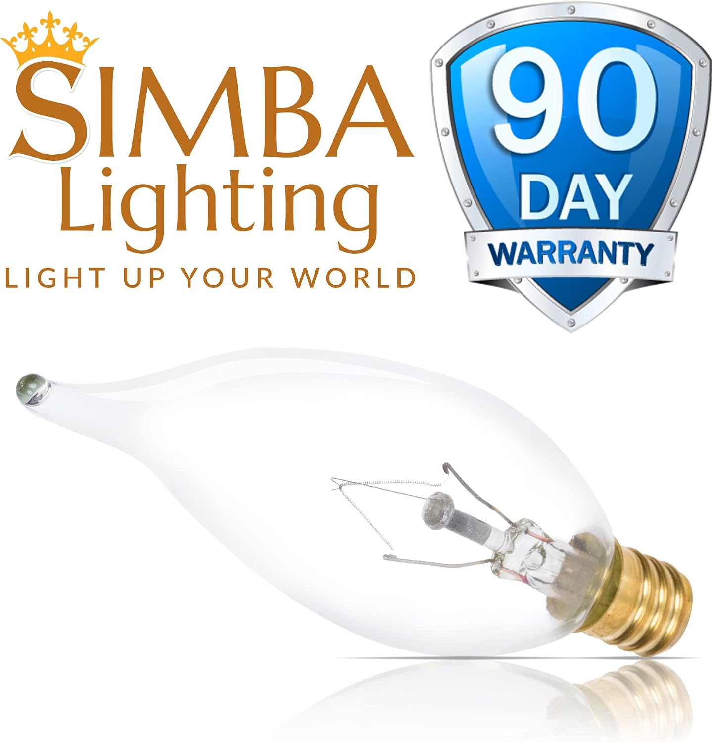 Simba Lighting Candelabra Flame Tip Clear CA10 25W E12 Base (12 Pack) Decorative Incandescent Light Bulbs 120V for Chandeliers, Ceiling Fan Lights, Pendants, Wall Sconces, Dimmable, Warm White 2700K