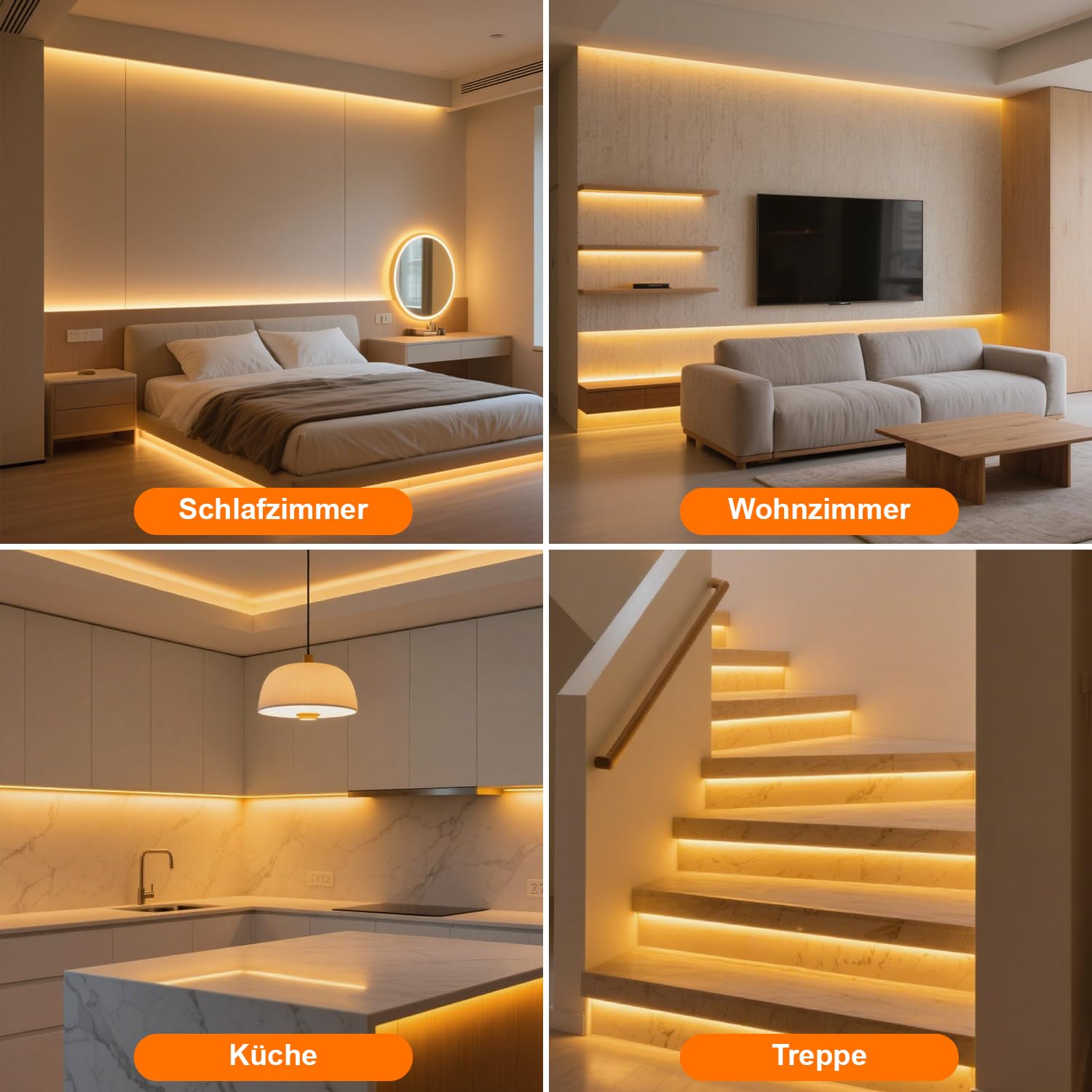 30M Cob Led Streifen, 2700K Dimmbar Led Streifen Warmweis CRI90+ mit App und Fernbedienung geliefert. Cob LED Strip eignet sich für die Innenbeleuchtung in Schlafzimmern, Wohnzimmern, Küche und mehr