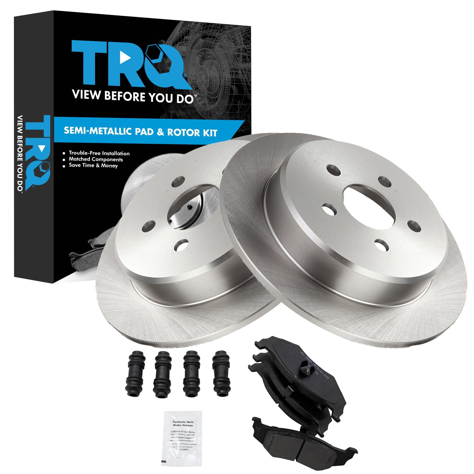 TRQ Rear Semi Metallic Brake Pad and Rotor Set