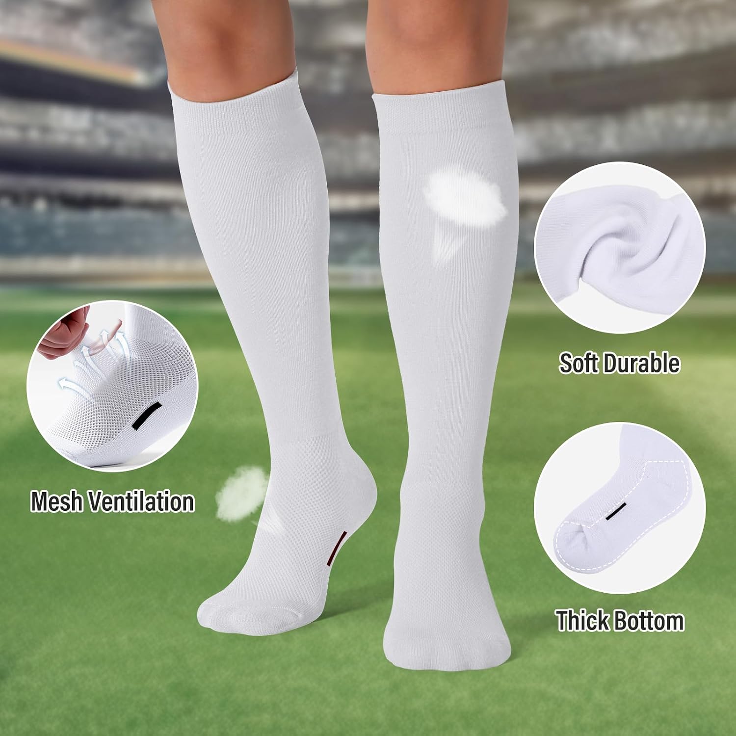 JASGOOD Baseball Softball Socks and Belt Combo Set Breathable Soccer Football Socks for Adult and Youth