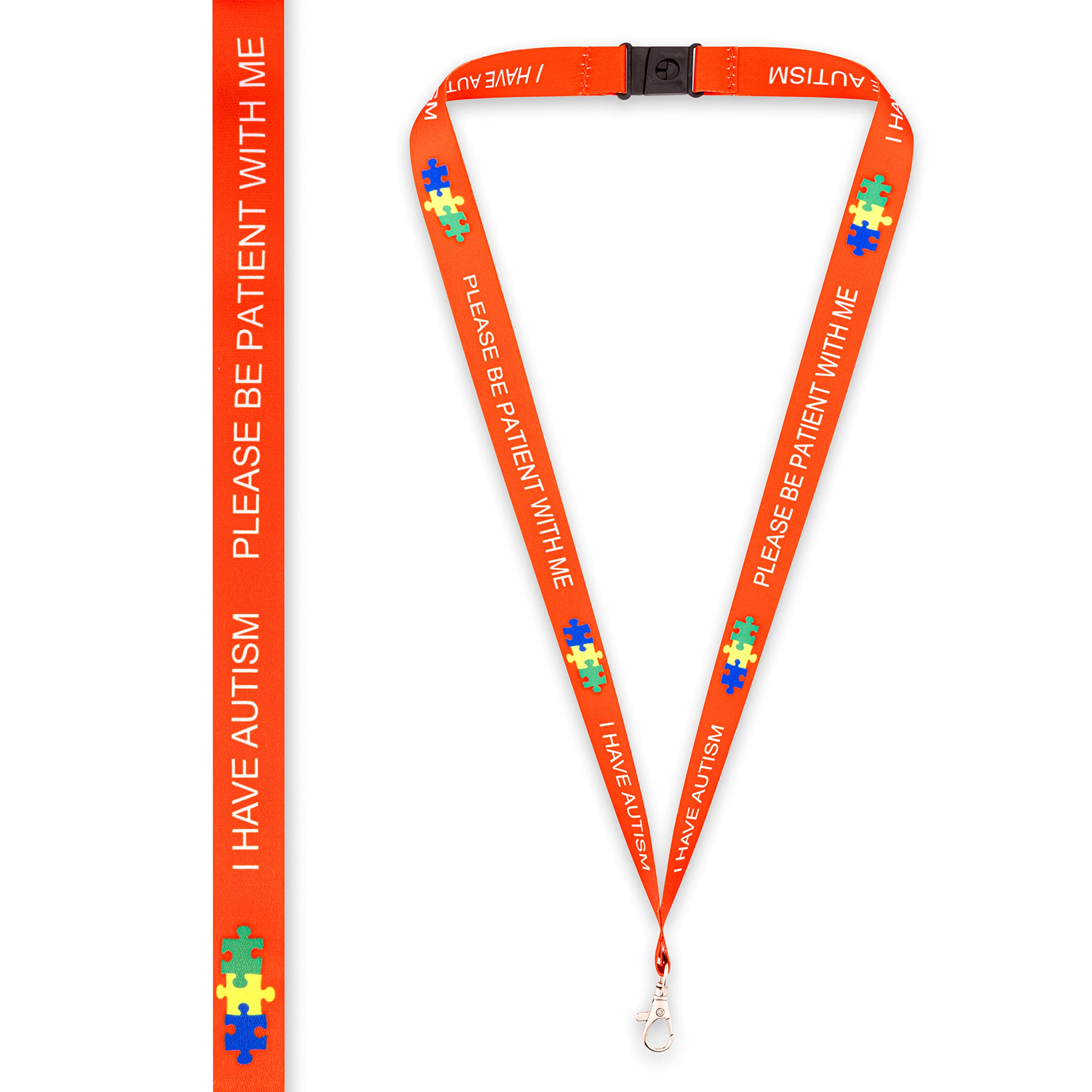Medical Id Me Unisex Red I Have Autism Lanyard – Please Be Patient With Me – Asd Awareness Neck Strap With Clip – Id Badge, Holder For Adults And Teens
