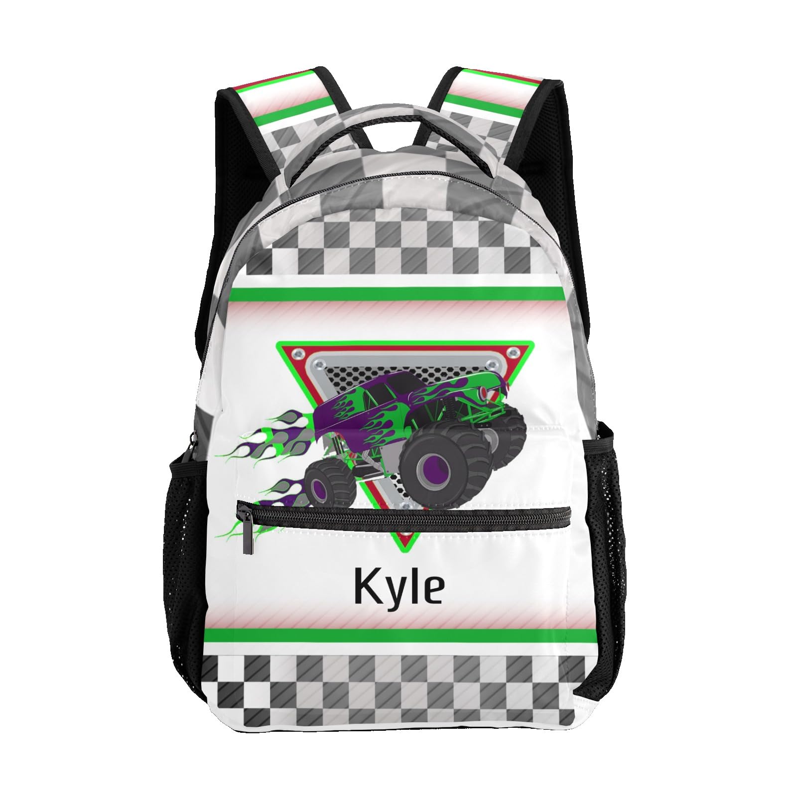 Eiis Unidesign Personalized Name Monster Truck Cool Kids Backpack for Boys and Girls Toddler Backpack Waterproof Preschool