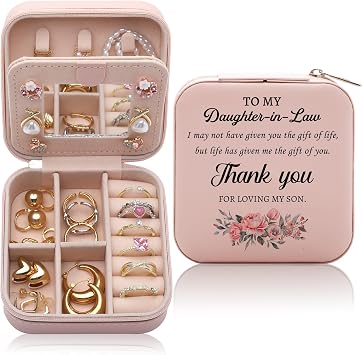 Daughter in Law Gifts from Mother in Law Jewelry Box, Birthday Christmas Mothers Day Wedding Gift for Daughter in Law, Thank You for Loving My Son Jewelry Case
