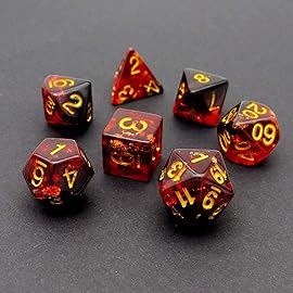 Haxtec DND Dice Set 7PCS Polyhedral D&D Dice for Roleplaying Dice Games Compatible with Dungeons and Dragons (Black Red Gold Foil)