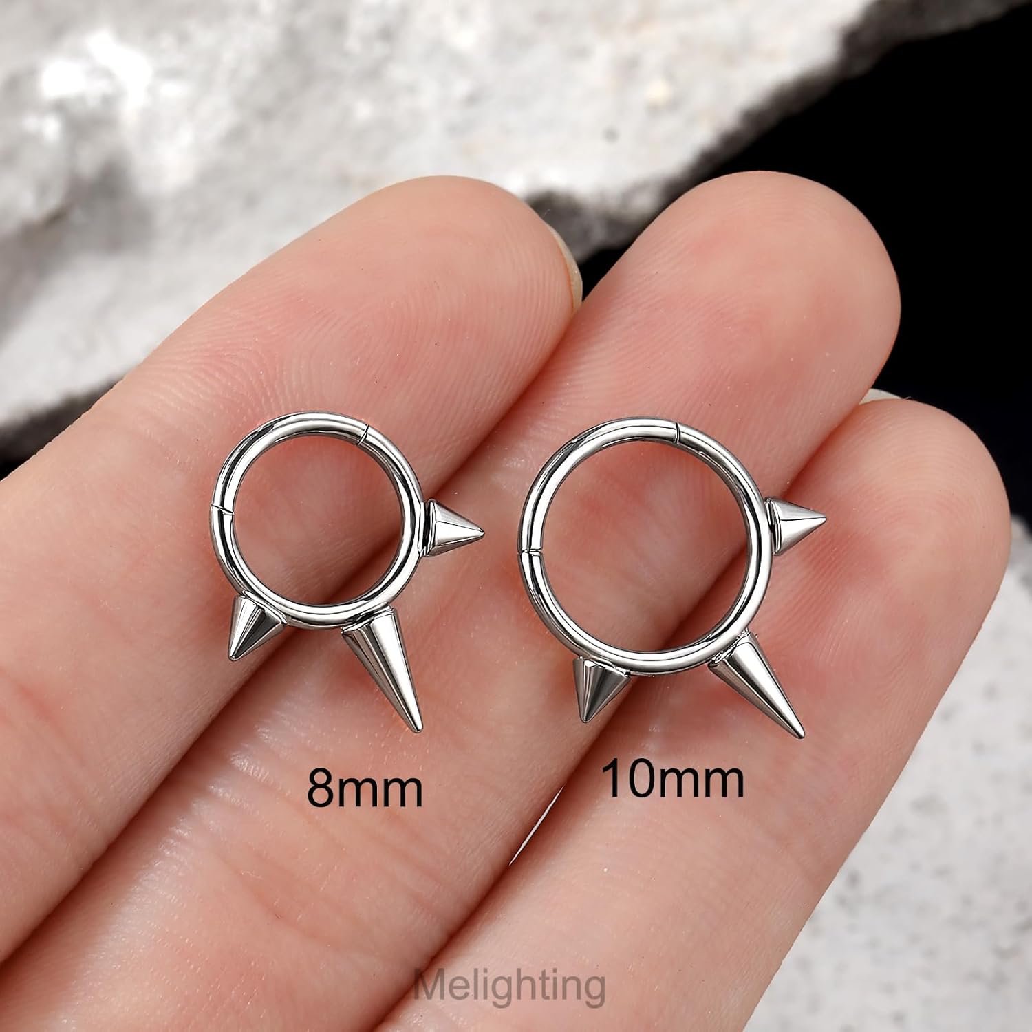 Melighting Spike Septum Ring 16G Septum Jewelry Hoop Stainless Steel 316L Cartilage Earring Hinged Spike Daith Piercing Jewelry for Women - Image 2