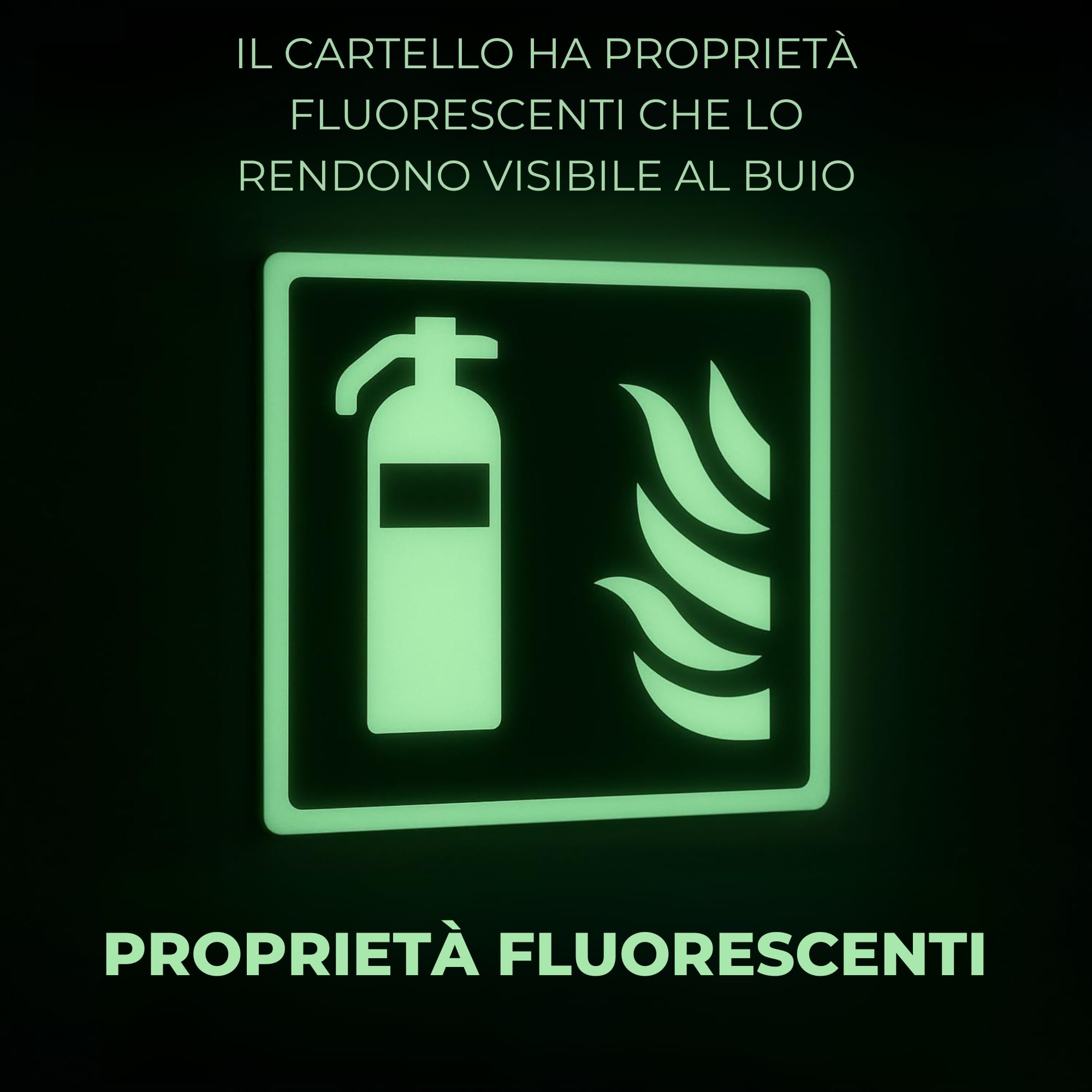 20x Cartello Estintore 15x15cm adesivo, fotoluminescente | PVC Resistente alle intemperie + nastro di montaggio, DIN EN ISO 7010, Cartelli Segnaletici di Sicurezza, Cartelli Estintori
