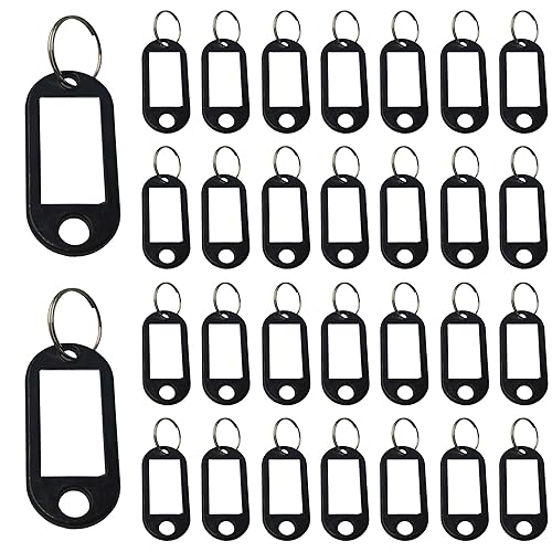 40Pcs Plastic Key Tags with Split Ring and Label Window,