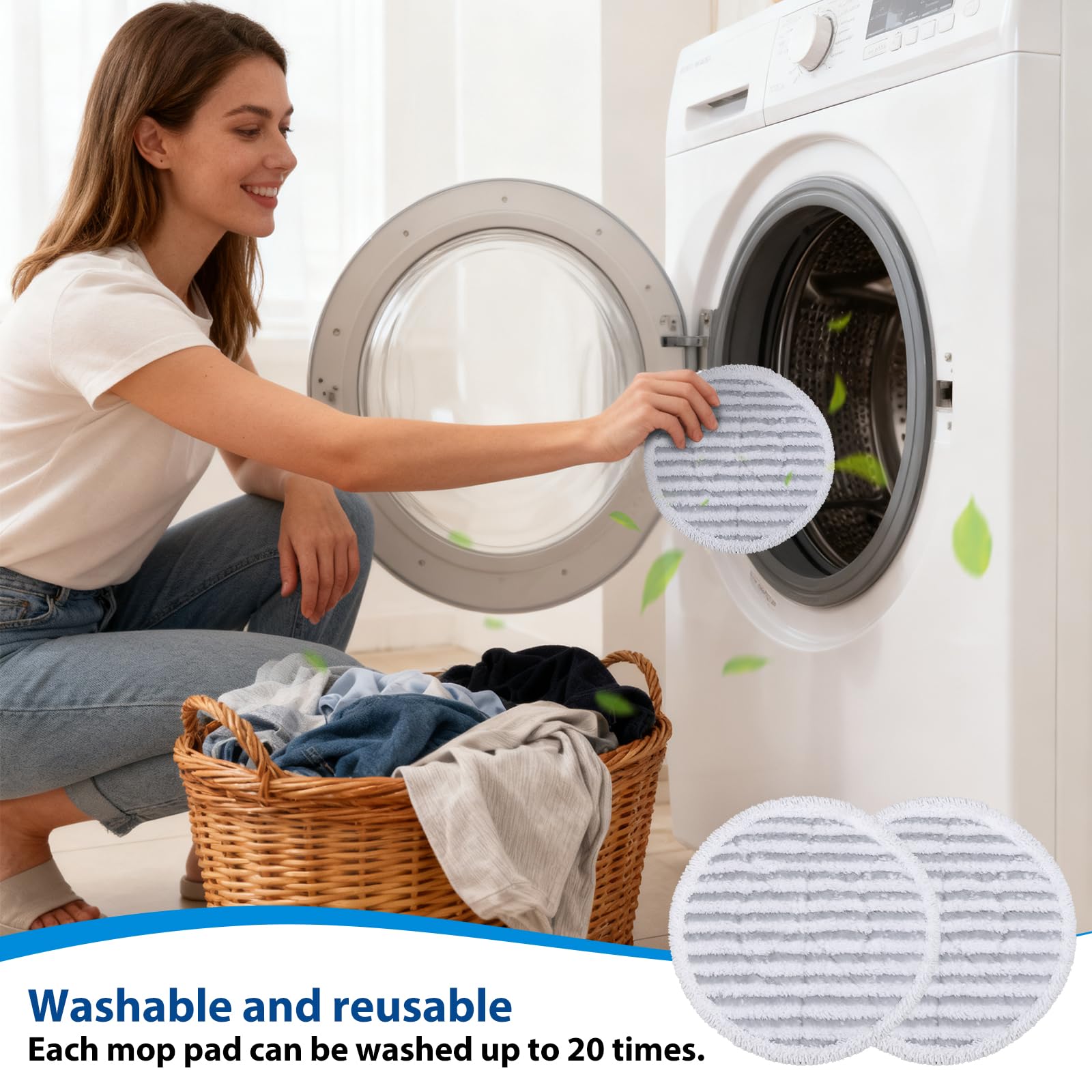 Almohadillas de repuesto para mopa de vapor Shark Steam Mop Professional Cleaning and Polishing Compatible con Shark S8201/S7000/S7001 Series para limpieza profunda de suelos duros, 8 almohadillas de