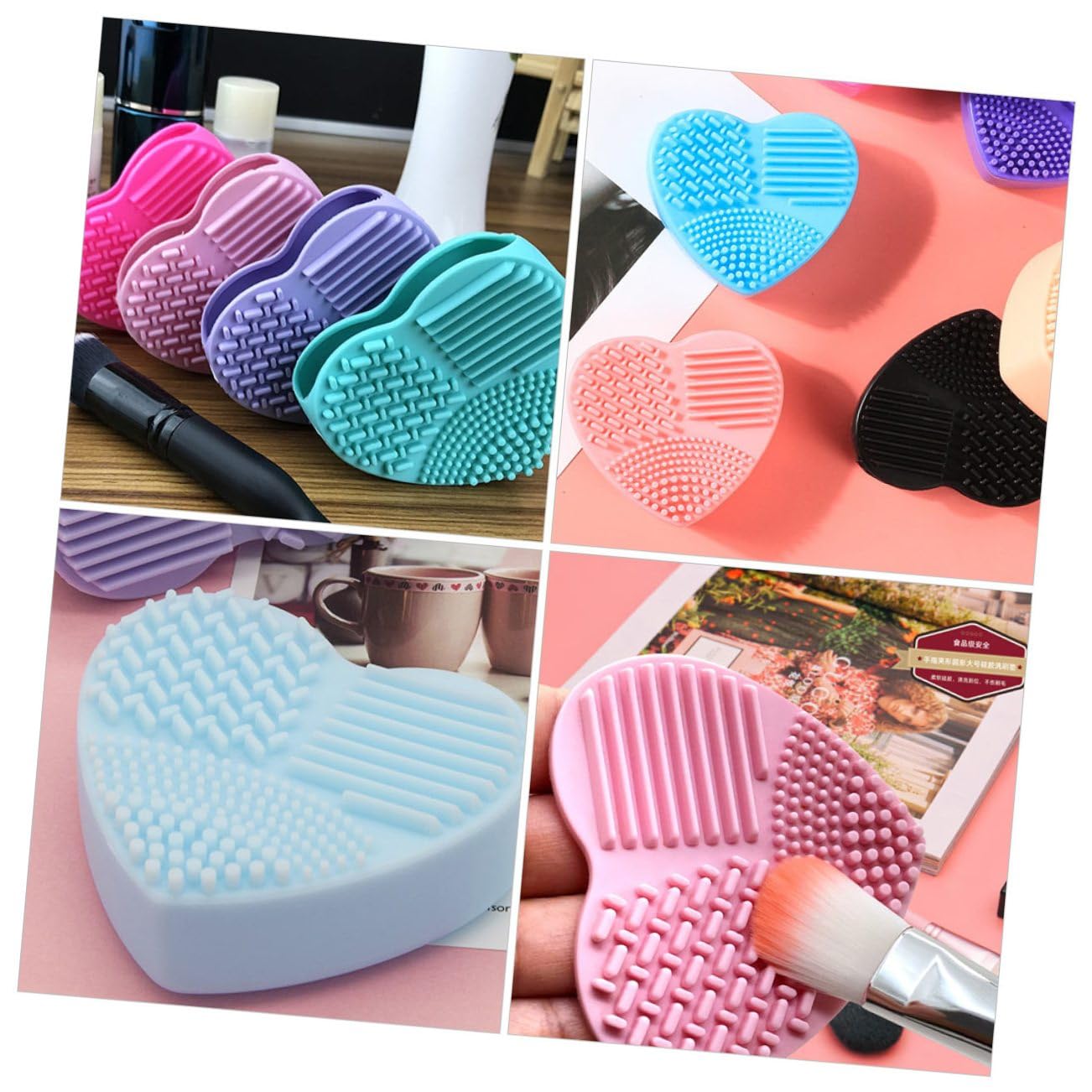 Ipetboom Multifunctional Makeup Brush Cleaning Pad 6pcs for Travel Daily Makeup Brush Cleansing