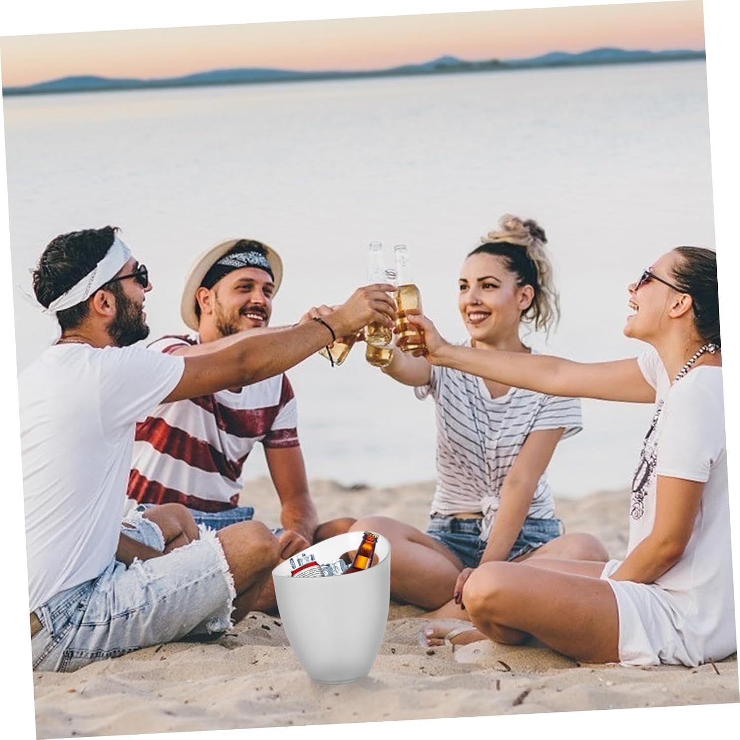 1pc Premium Ingot Ice Grain Bucket for Beer and Wine Portable Frosted Design Capacity for Parties and Outdoor Events