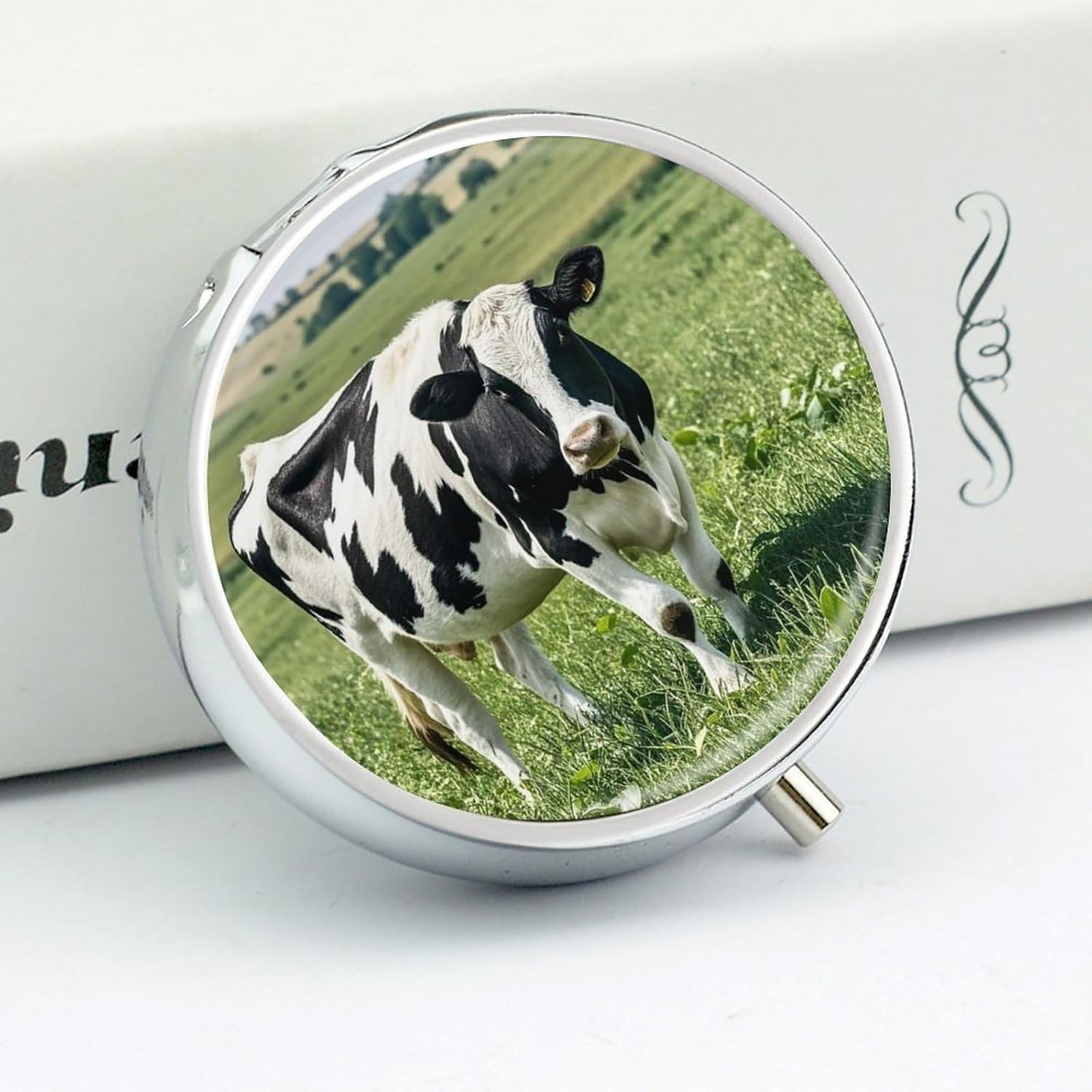 Cartoon Milk Cow Round Pill Box, Waterproof Medicine Organizer Box image 4