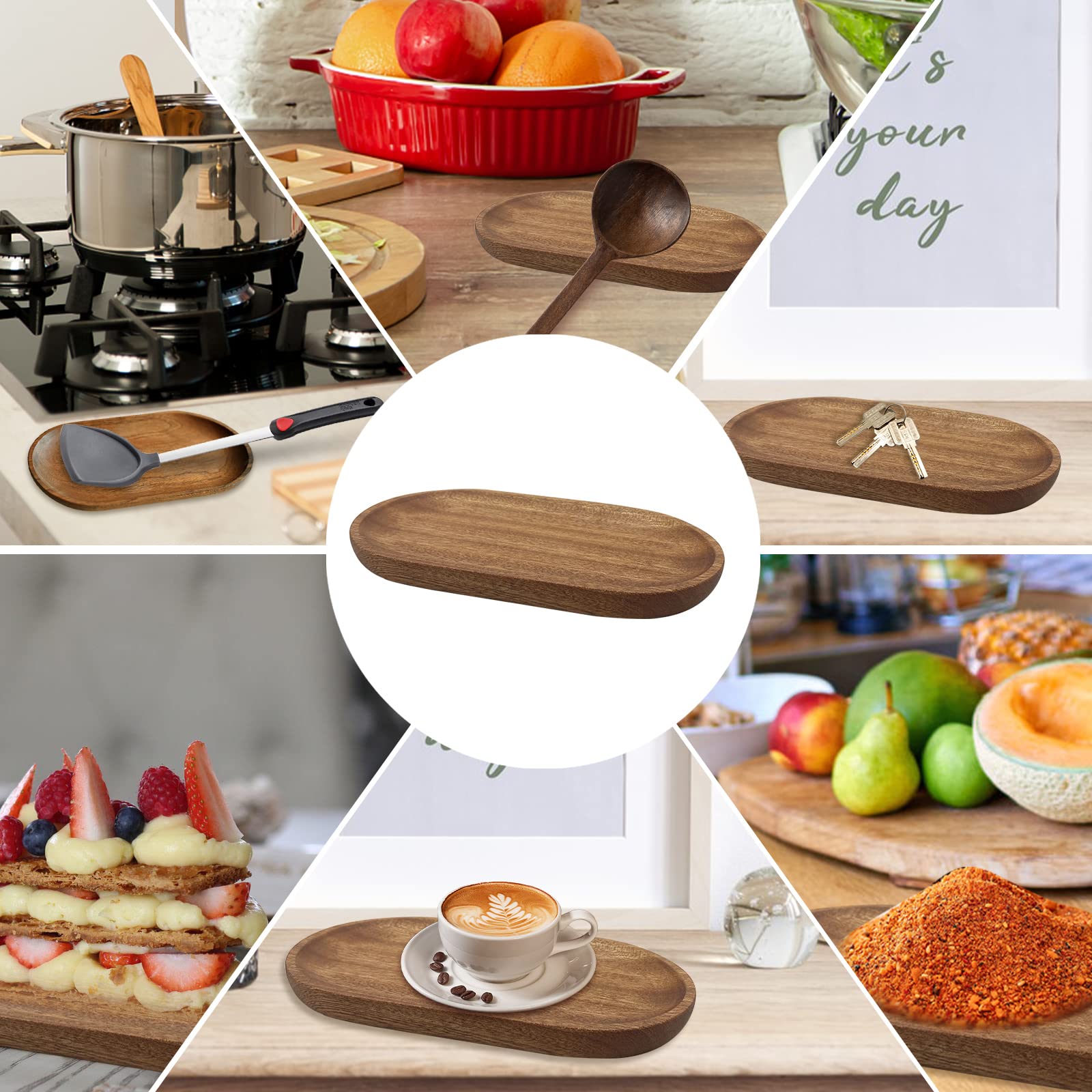 Porte-Cuillère Cuisine en Bois Rétro Naturel, Porte-Ustensiles pour Comptoir Spatules Cuillères