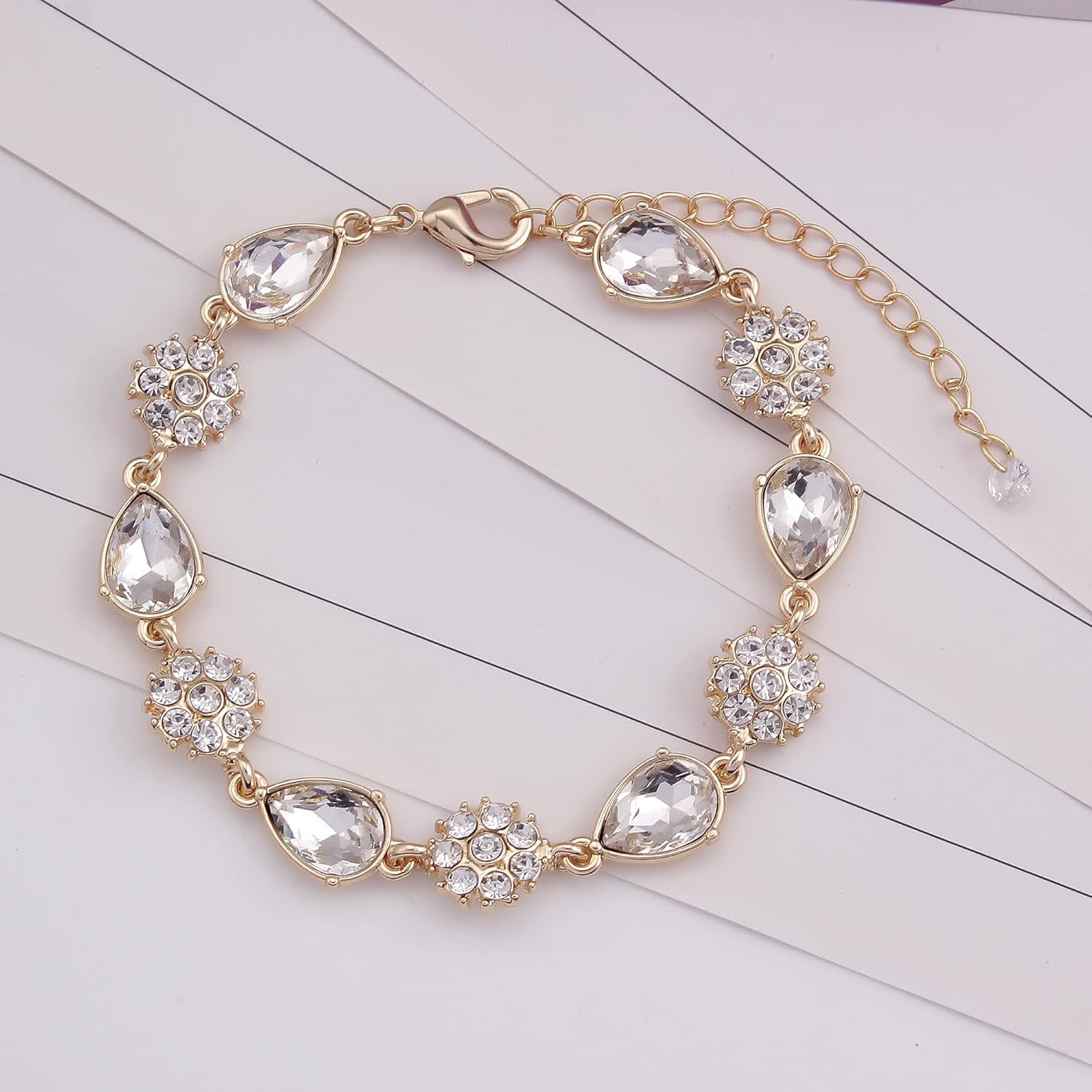 Bridesmaid Jewelry Set for Women,Pendant 18K Gold & Silver & Rose Gold Pendant Necklace Earrings Bracelet Set,Dainty Gift for Wedding/Proposal/Party/Anniversary - Image 5