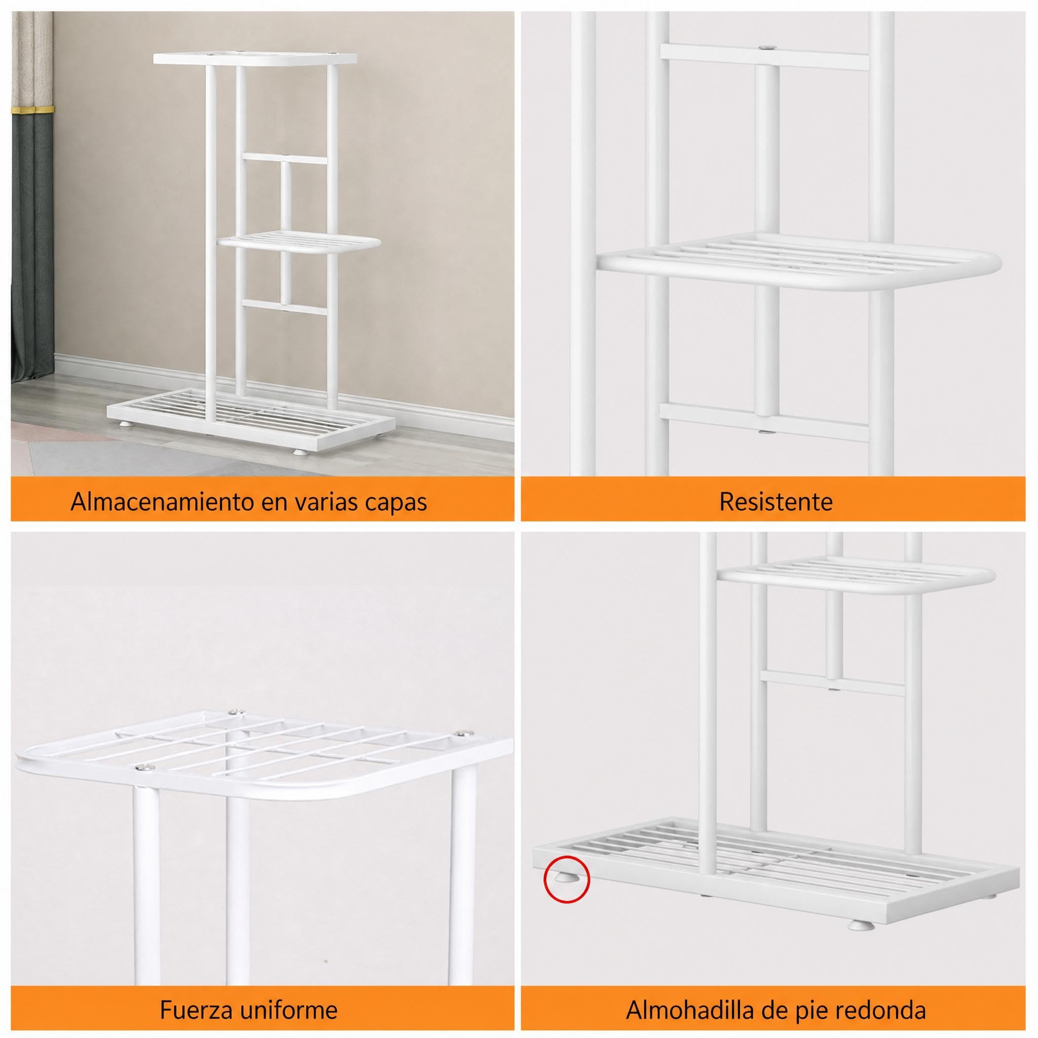 Garvee Soporte para Plantas de Metal, Estantería Esquinera 7 Niveles para 8 Macetas, Soporte para Macetas Interior/Exterior para Balcón, Patio, Jardín, Salón, Blanco